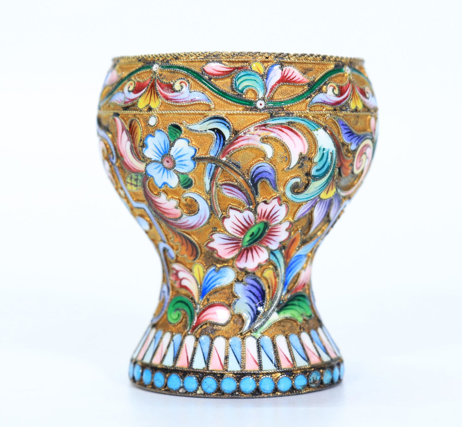 Russian Silver Gilt & Enameled Floral Salt Cellar (1 of 6)