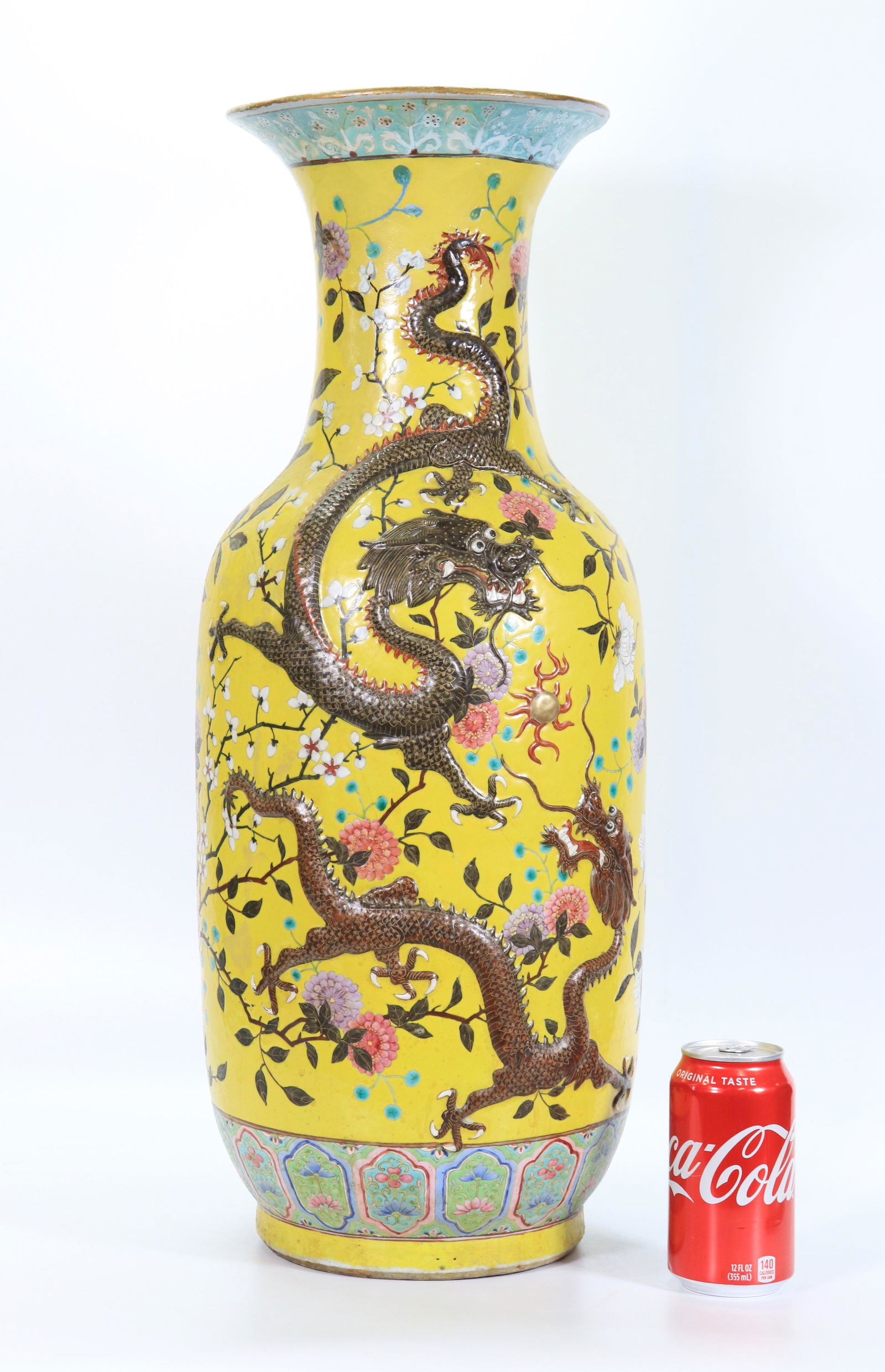 Large Chinese Yellow Ground Porcelain Dragon Vase (1 of 7)