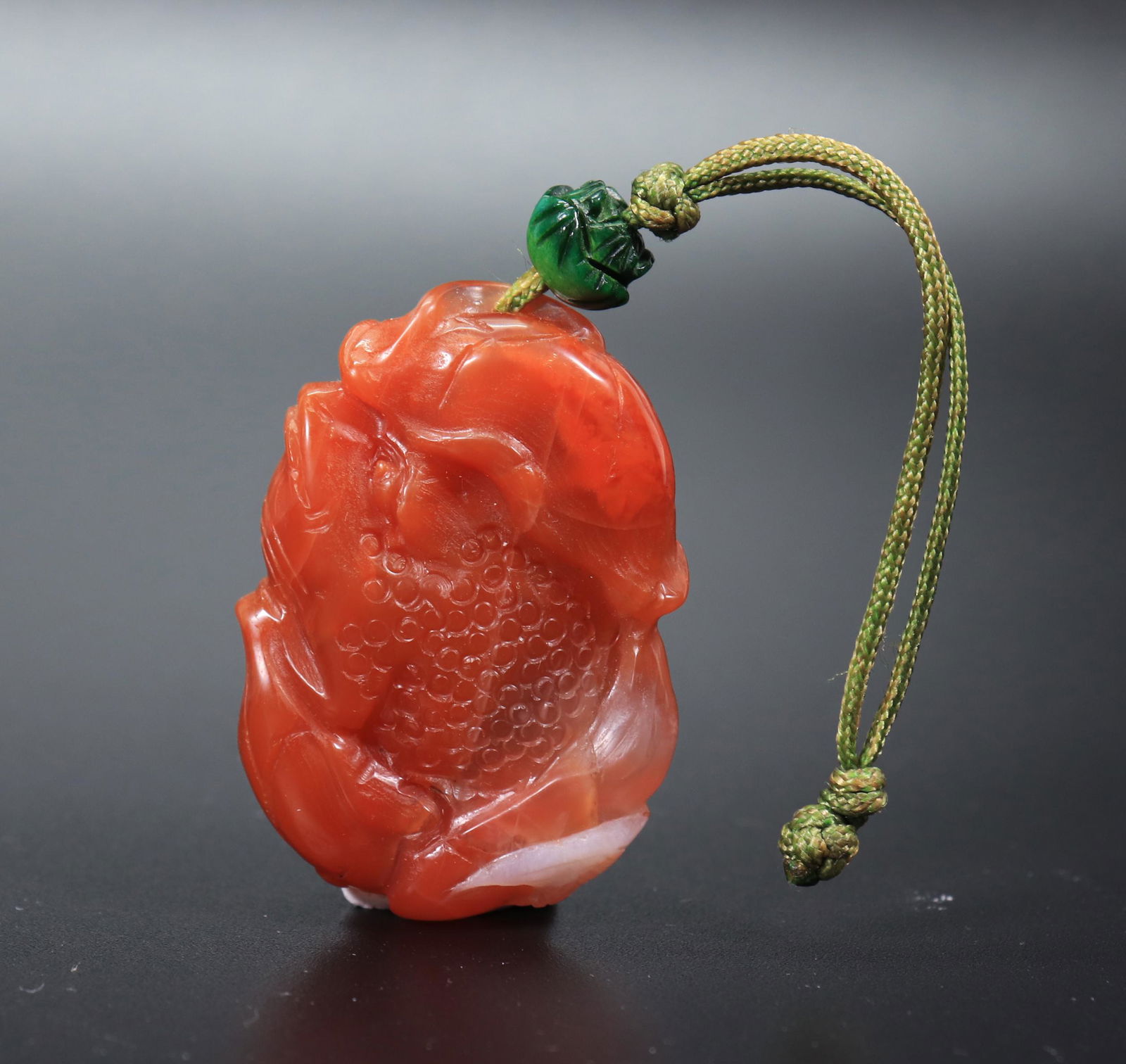 Chinese Qing Carved Carnelian Agate Toad Pendant (1 of 4)