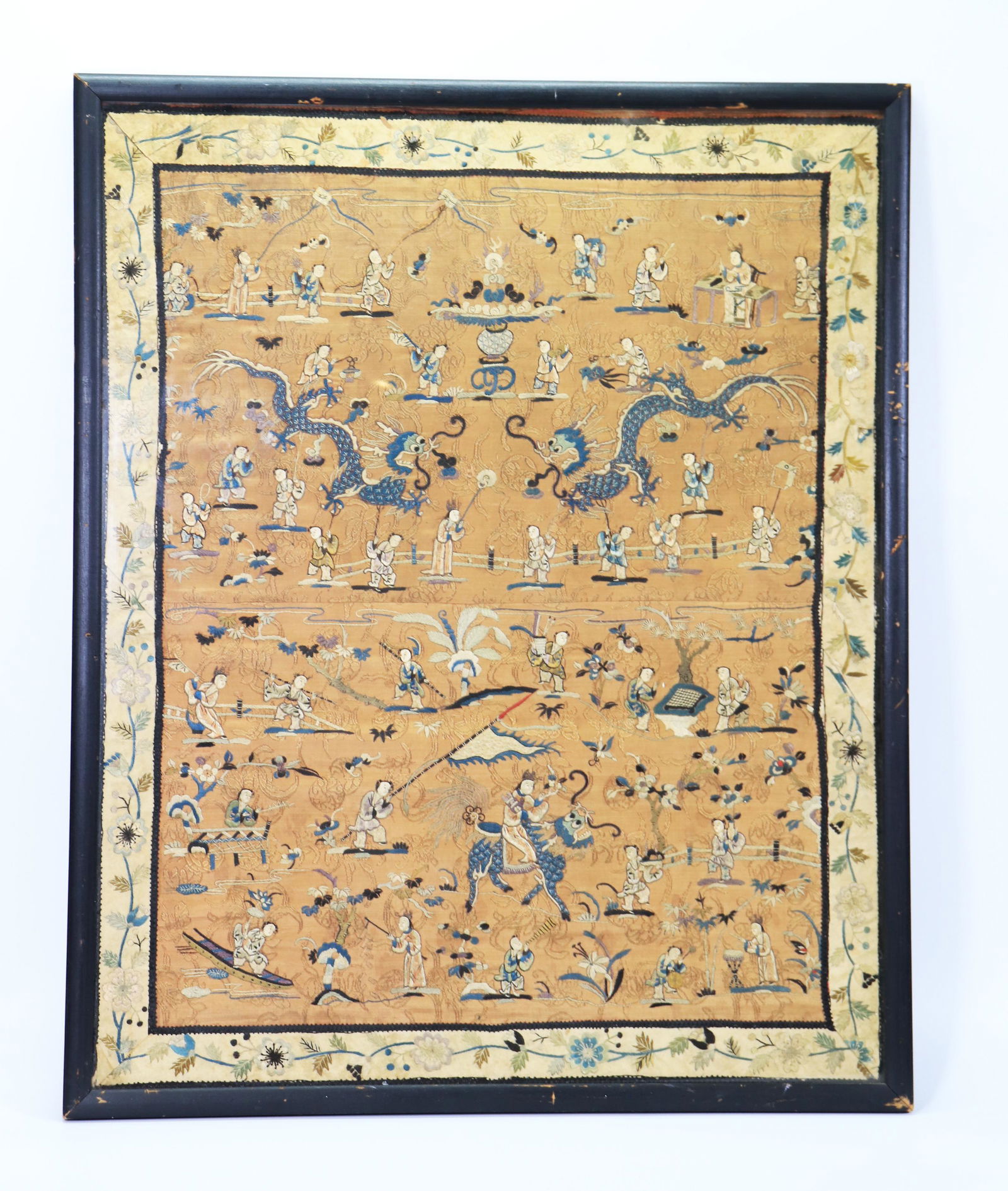 Chinese Qing Silk "100 Boys" Embroidered Panel (1 of 5)