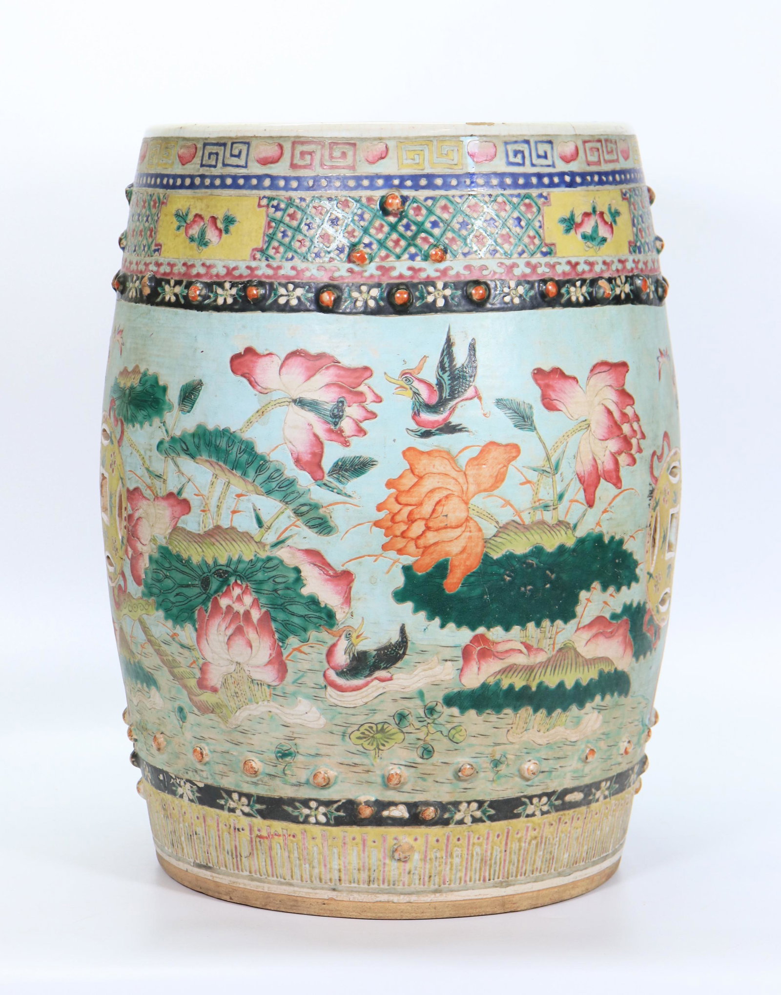 Chinese 19 C Enameled Porcelain Garden Seat (1 of 6)