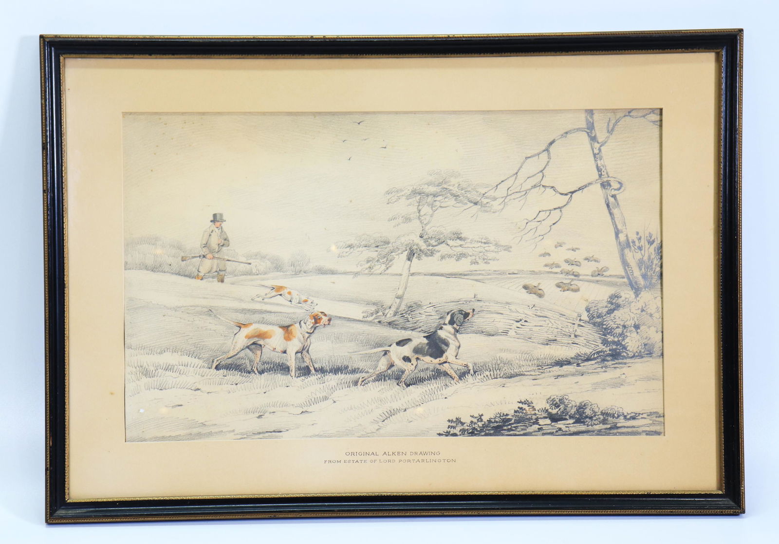 Henry Alken; Partridge Hunt Pencil Drawing & Color (1 of 4)