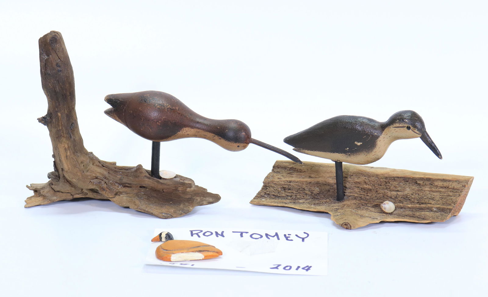 Ron Tomey, 2 Carved Driftwood Shore-Bird "Decoys" (1 of 5)