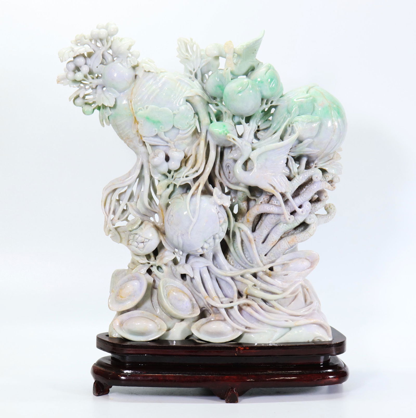 Large Chinese Carved Jadeite Boulder with Stand (1 of 5)