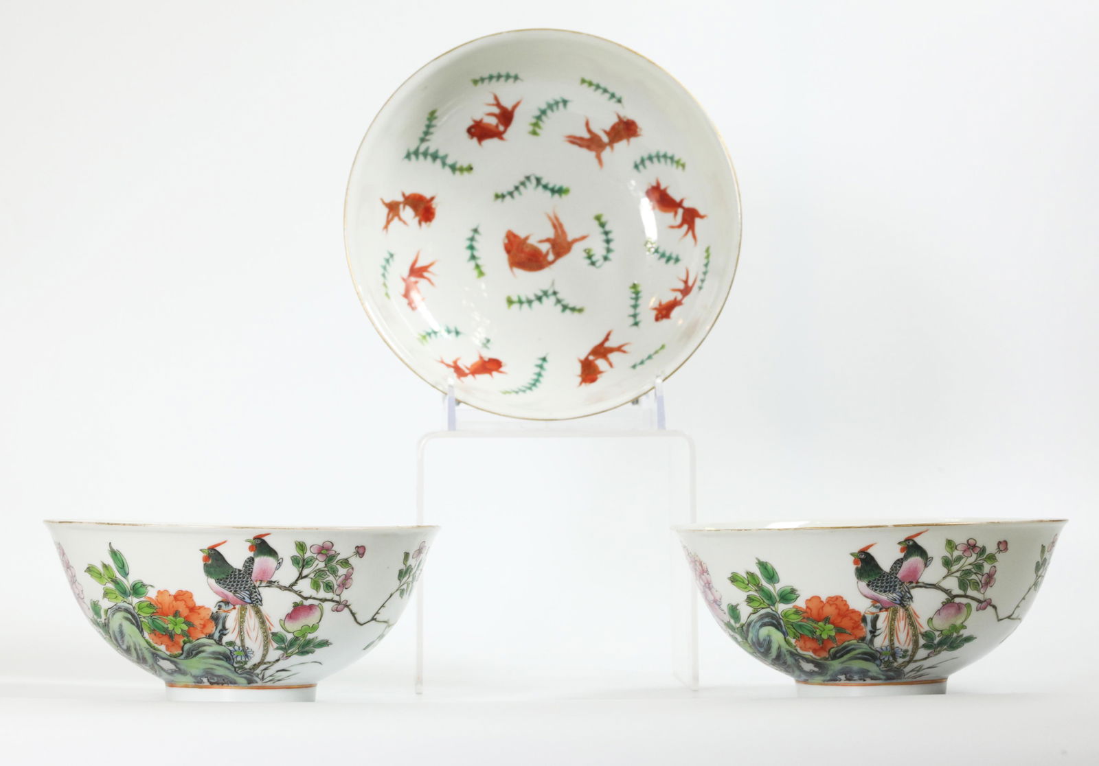 3 Chinese 19 C Enameled Porcelain Bowls (1 of 5)