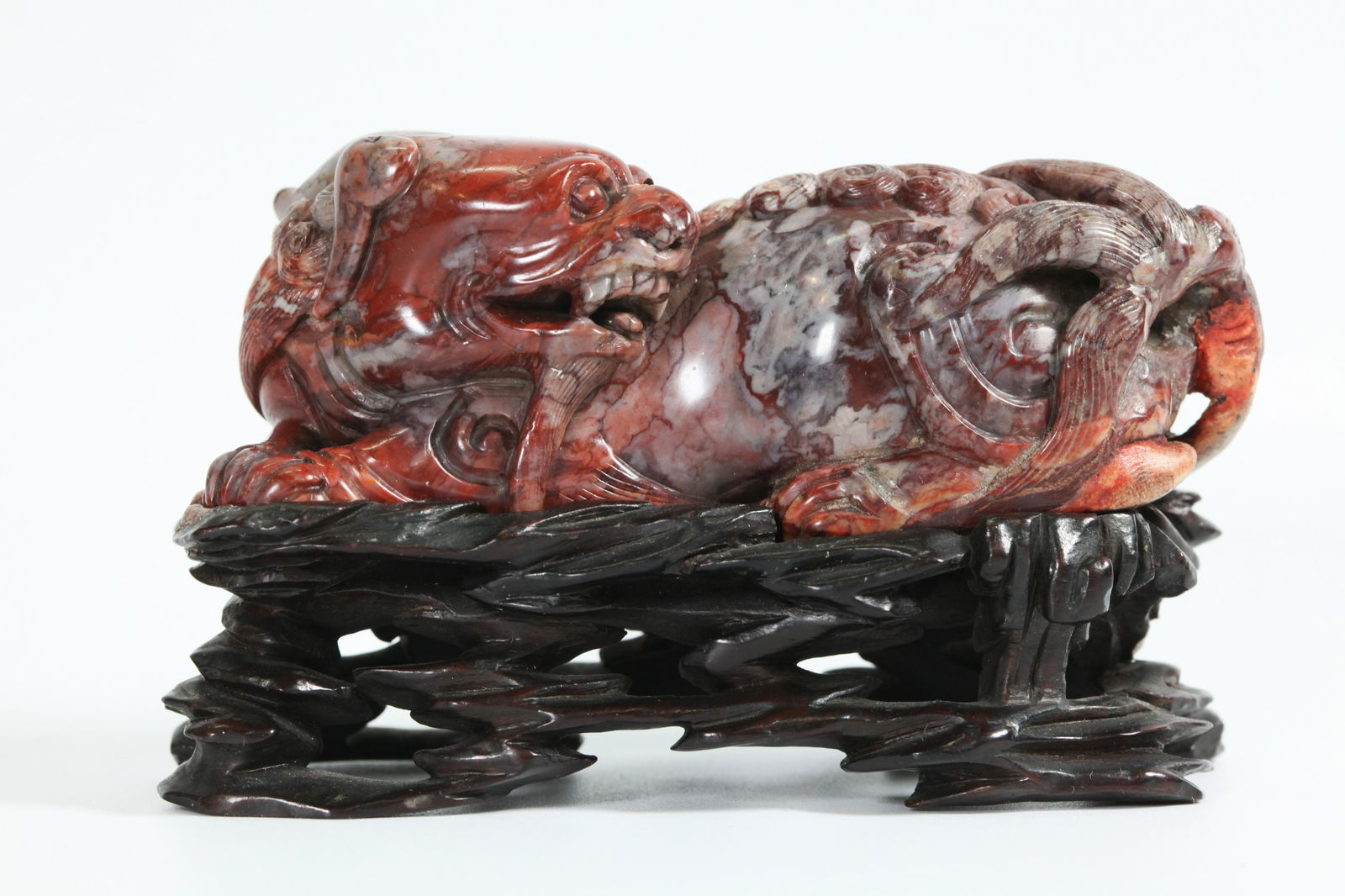 Chinese Shoushan Soapstone Resting Qilin; Stand (1 of 7)