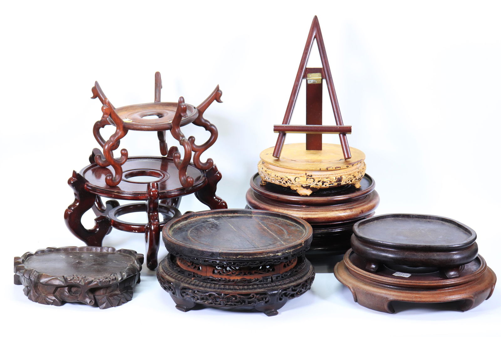 pe10 Large Chinese Hard Wood Stands, Mostly Rounds (1 of 7)