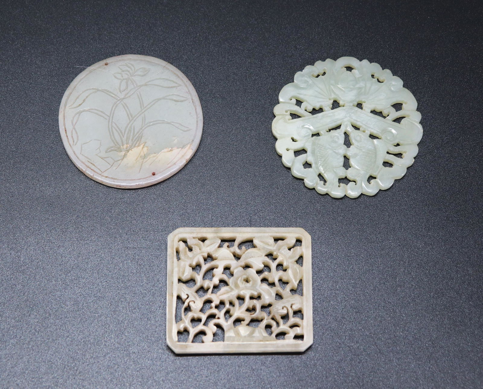 3 - Chinese Jade or Hard Stone Plaques, Pendants (1 of 6)