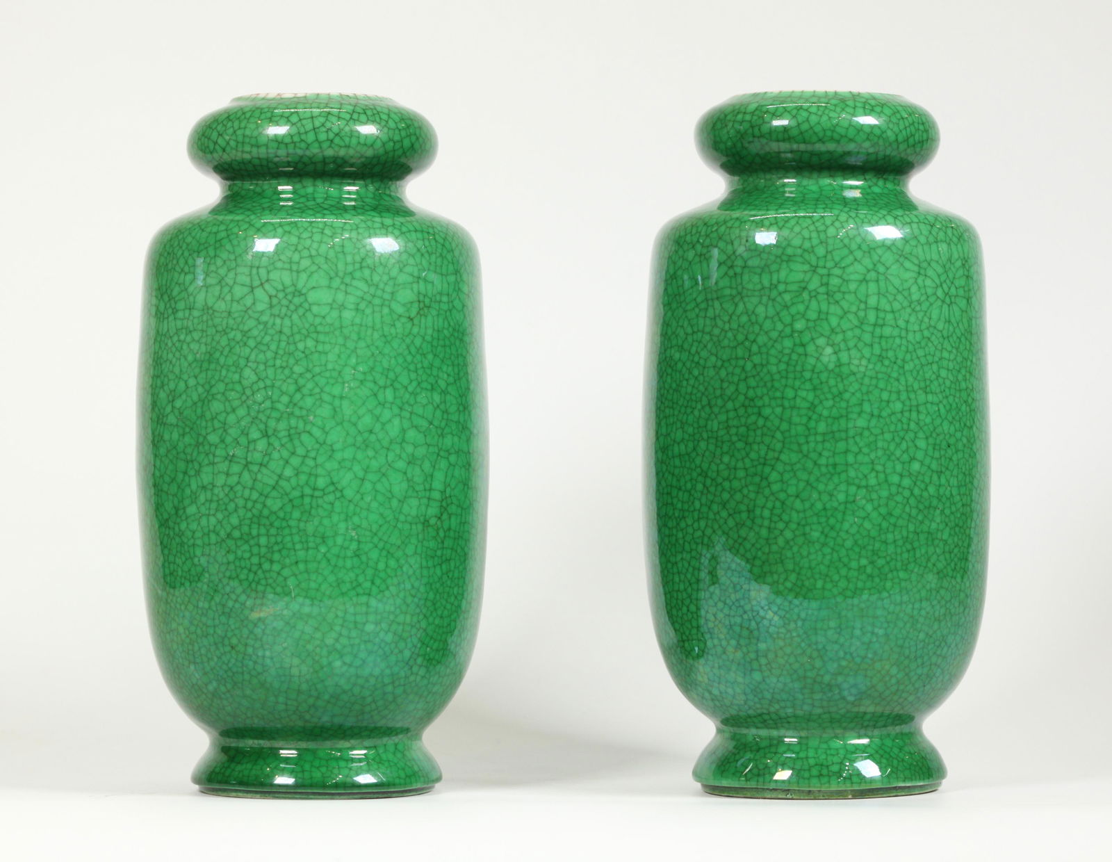 Pair Chinese Green & Crackle Porcelain Vases (1 of 5)