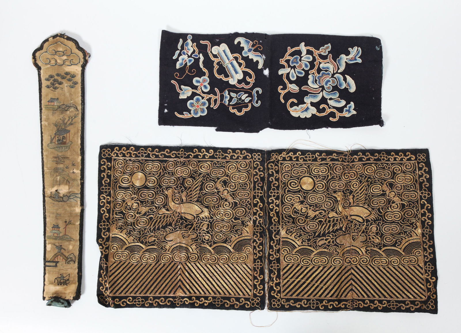 4 Chinese Embroideries Child Badges Purse Fan Case (1 of 5)