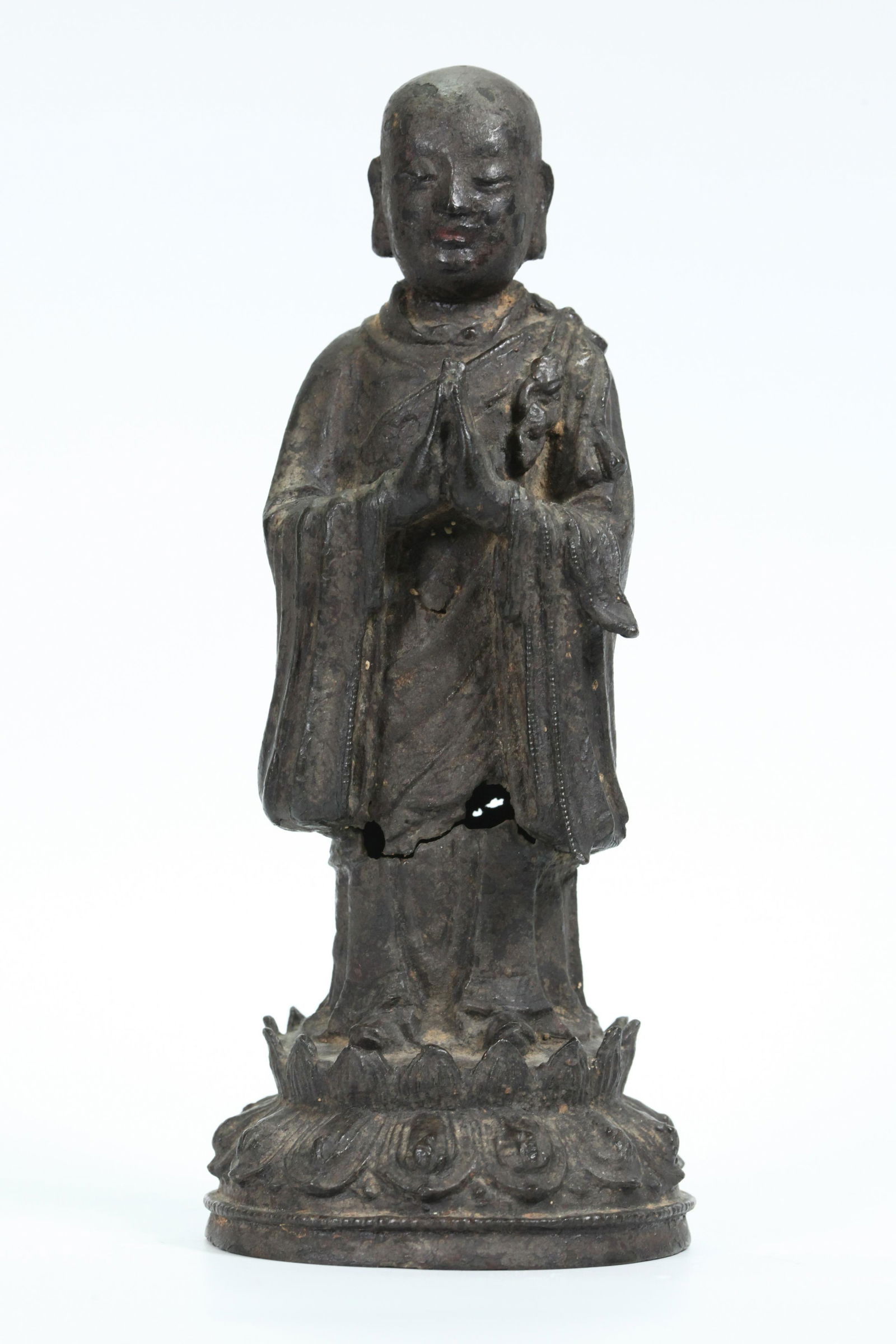 Chinese 17th C Standing Buddhist Lohan Lotus Base (1 of 5)