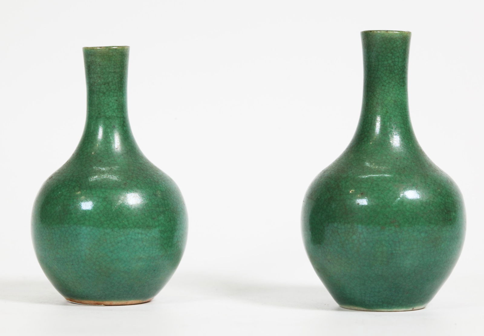 2 Chinese Miniature Green Crackle Porcelain Vases (1 of 5)