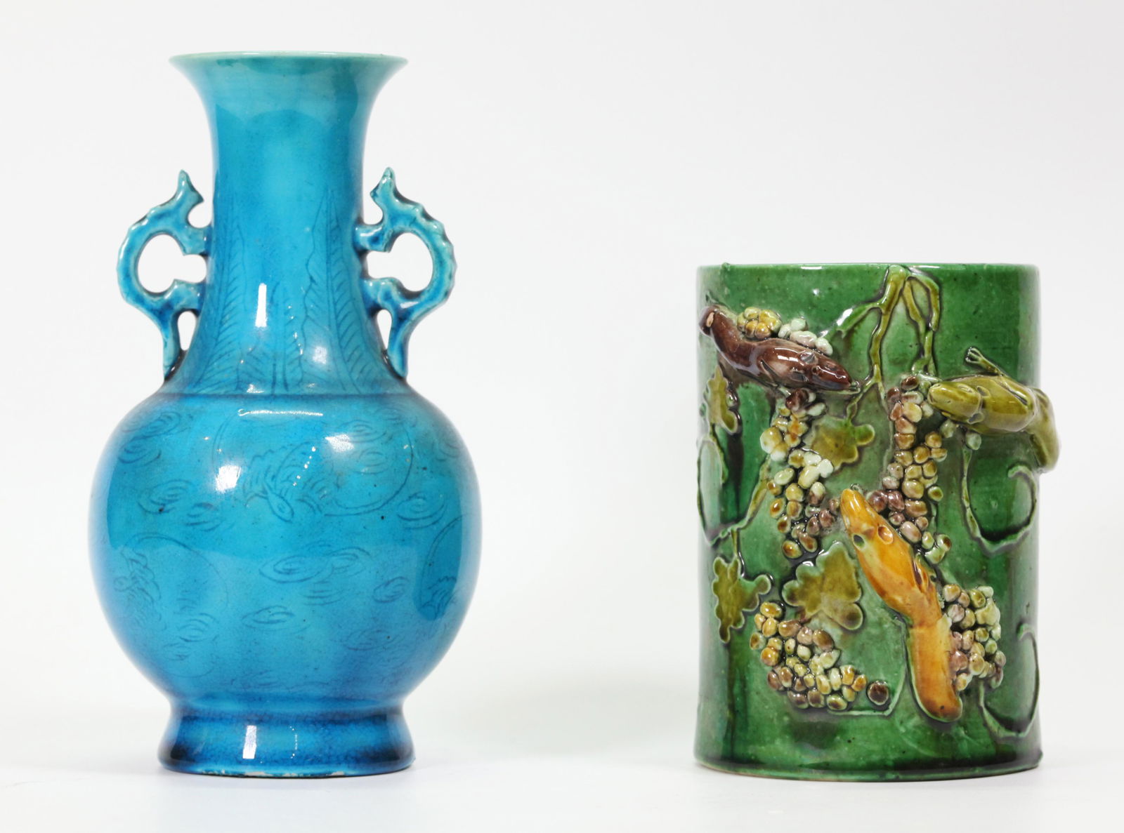 Chinese Porcelain Squirrel Bitong & Turquoise Vase (1 of 6)