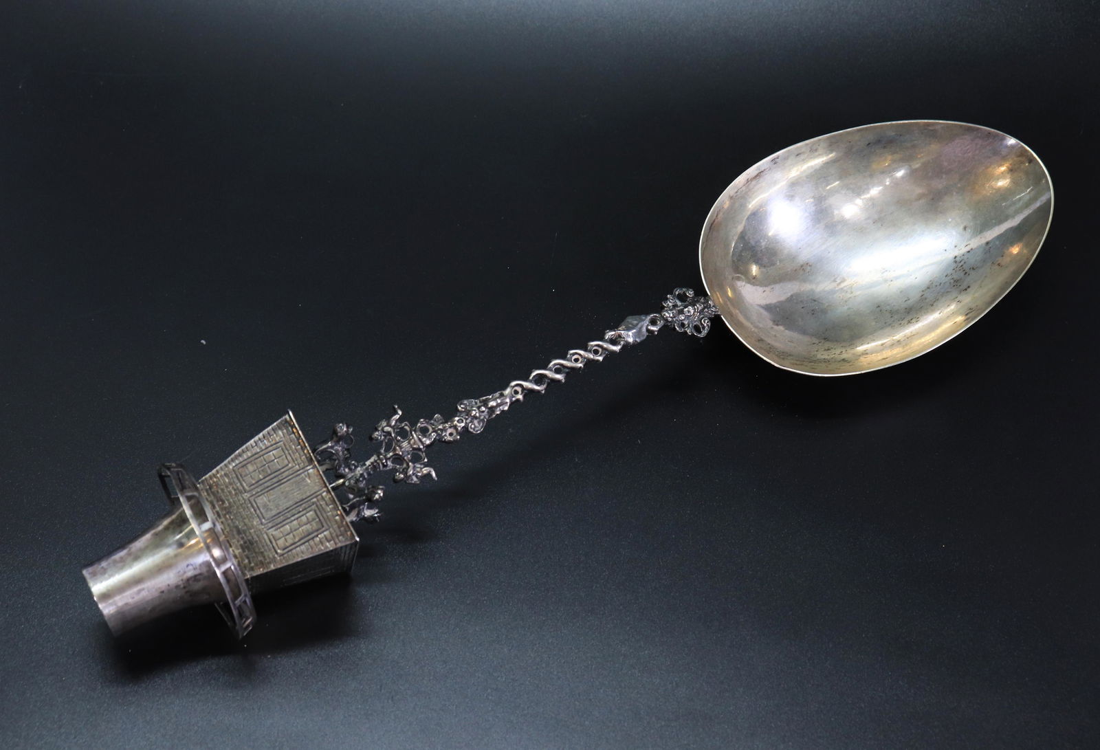 Antique Silver Rat-Tailed Spoon, Composite Handle (1 of 5)