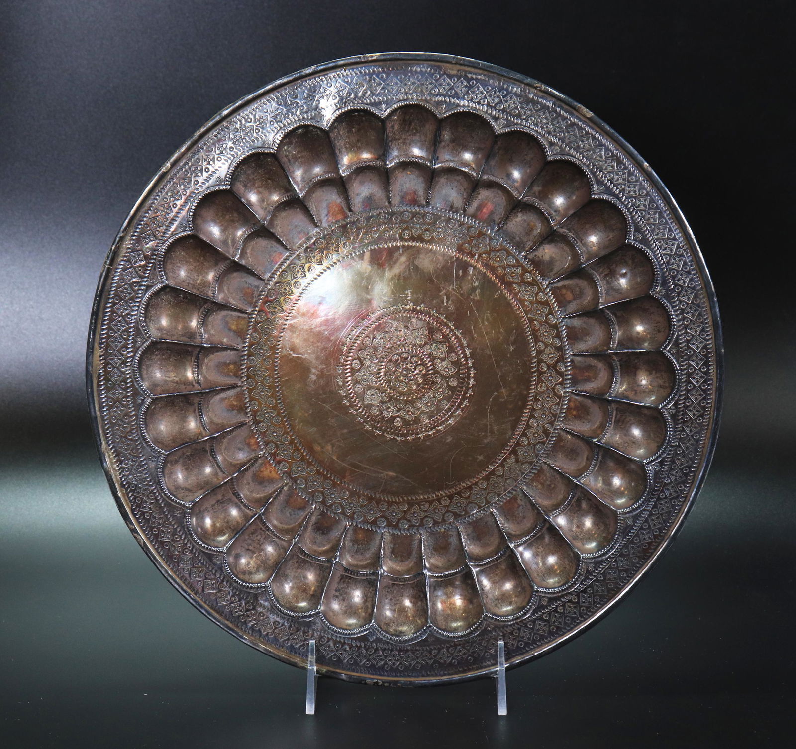 Middle Eastern Silver 12 1/4 Inch Round Tray; 490G (1 of 4)