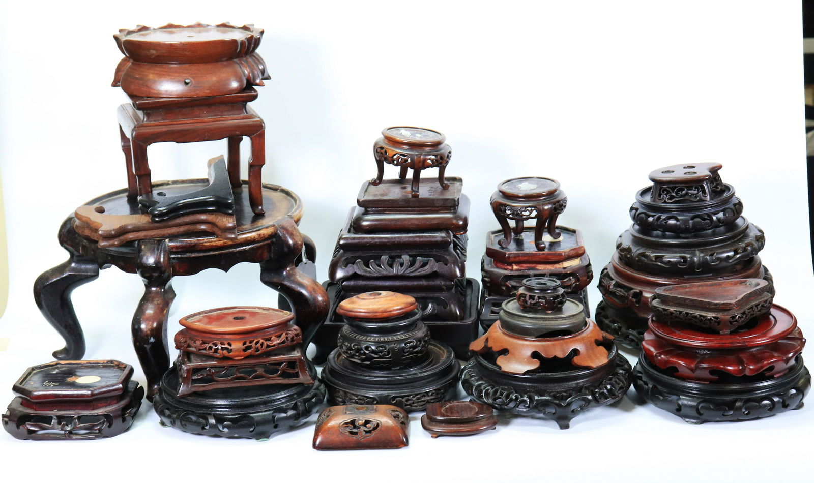 35 Chinese Hard Wood Stands, Rounds and Shaped (1 of 7)