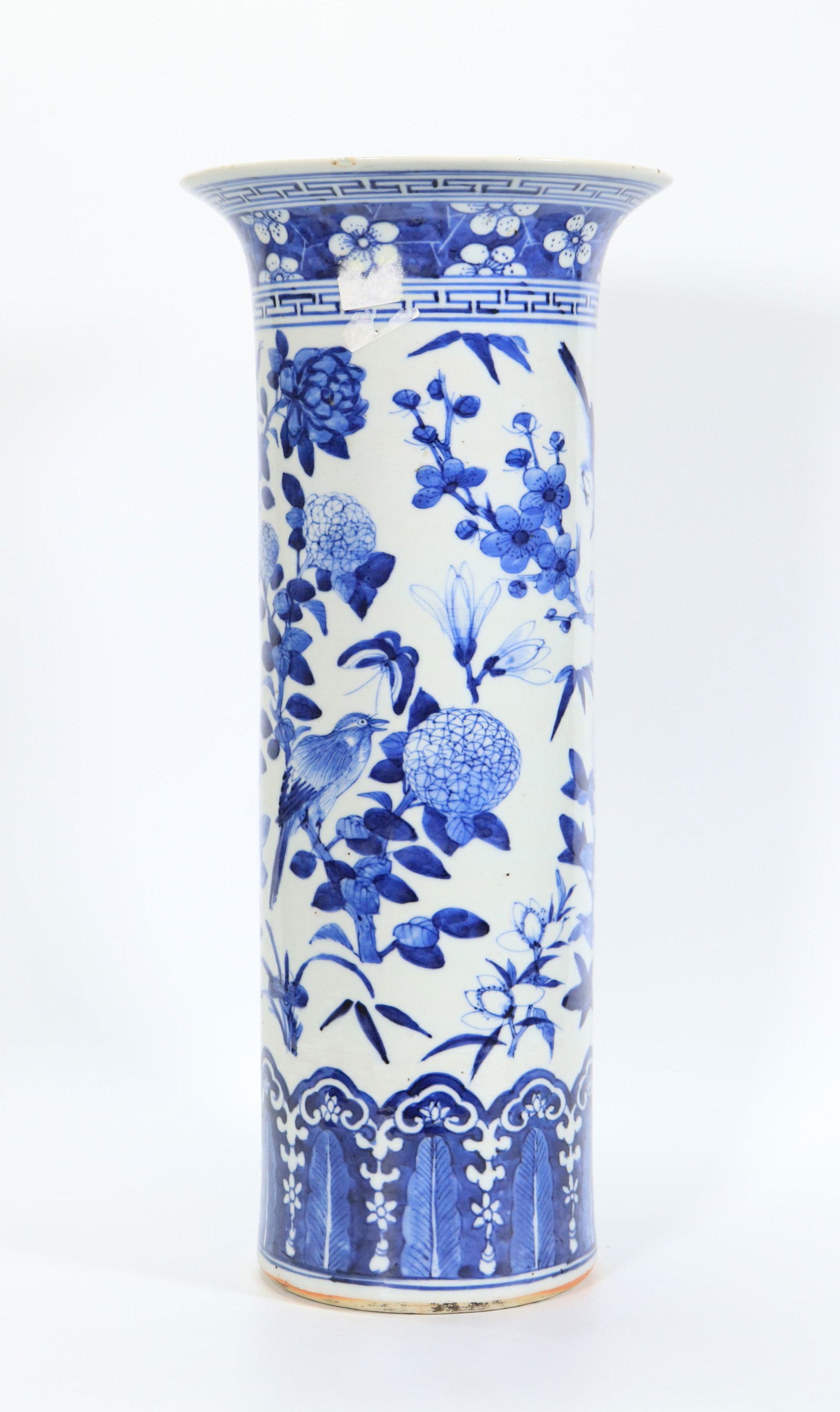 Large Chinese Blue & White Porcelain Beaker Vase (1 of 6)