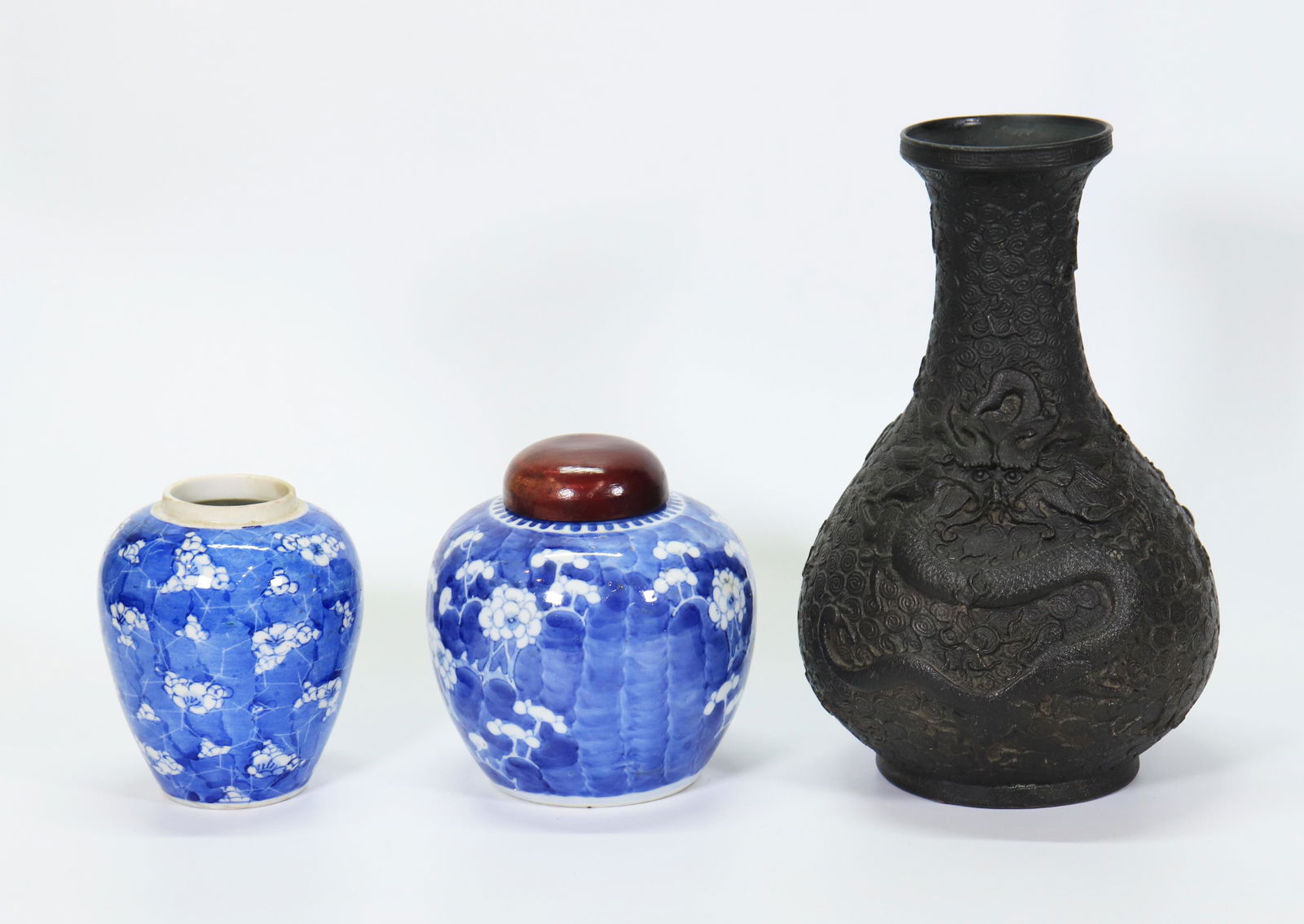 3 Chinese Porcelains; 1 Black Glazed Vase 2 Jars (1 of 9)