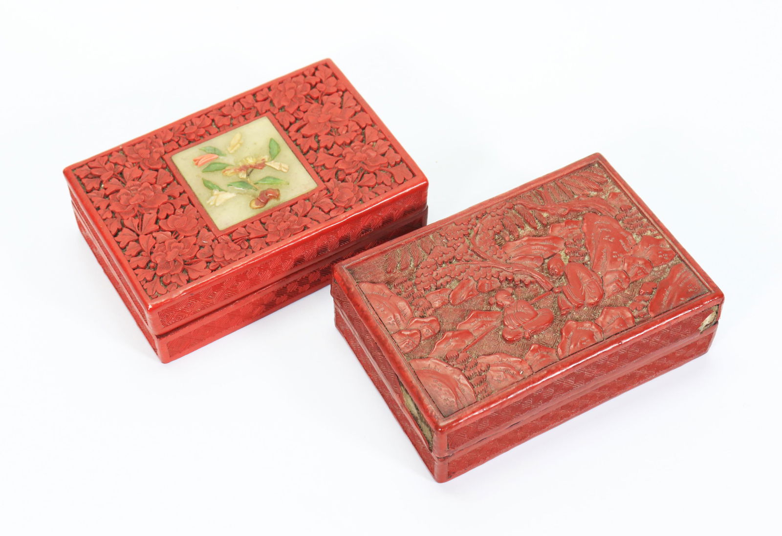 2 - Chinese Carved Red Cinnabar Lacquer Boxes (1 of 6)