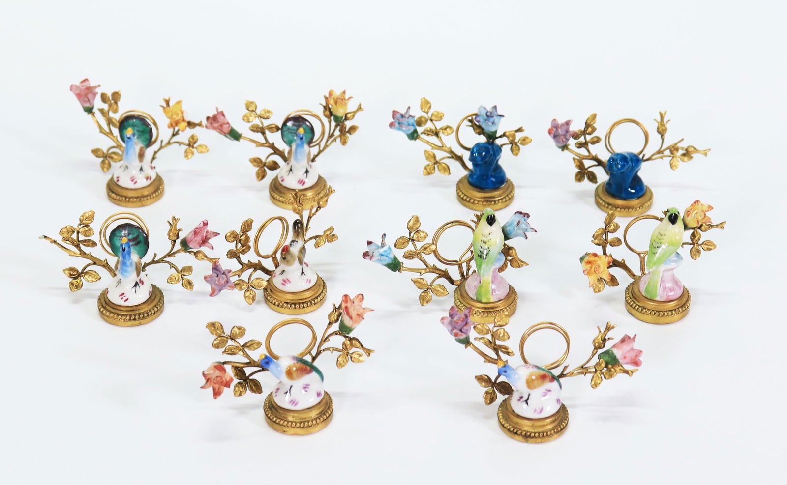 10 French Porcelain & Bronze Place Card Holders (1 of 9)