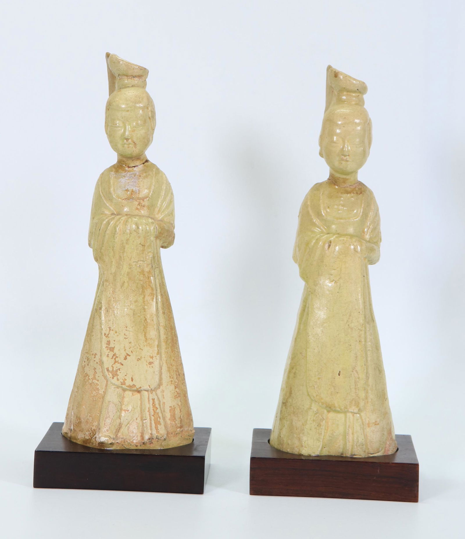 2 Chinese Tang Dynasty Straw Glaze Standing Ladies (1 of 8)