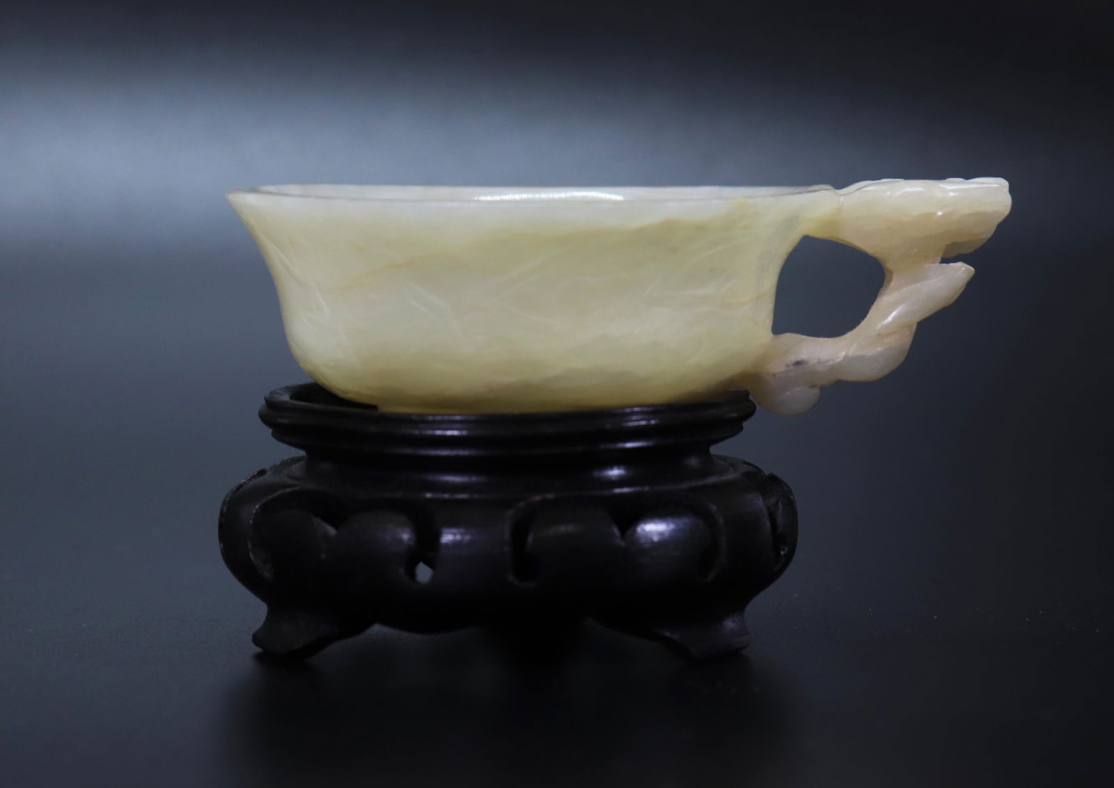 Chinese Early Qing White Jade Lingzhi Handle Cup (1 of 6)
