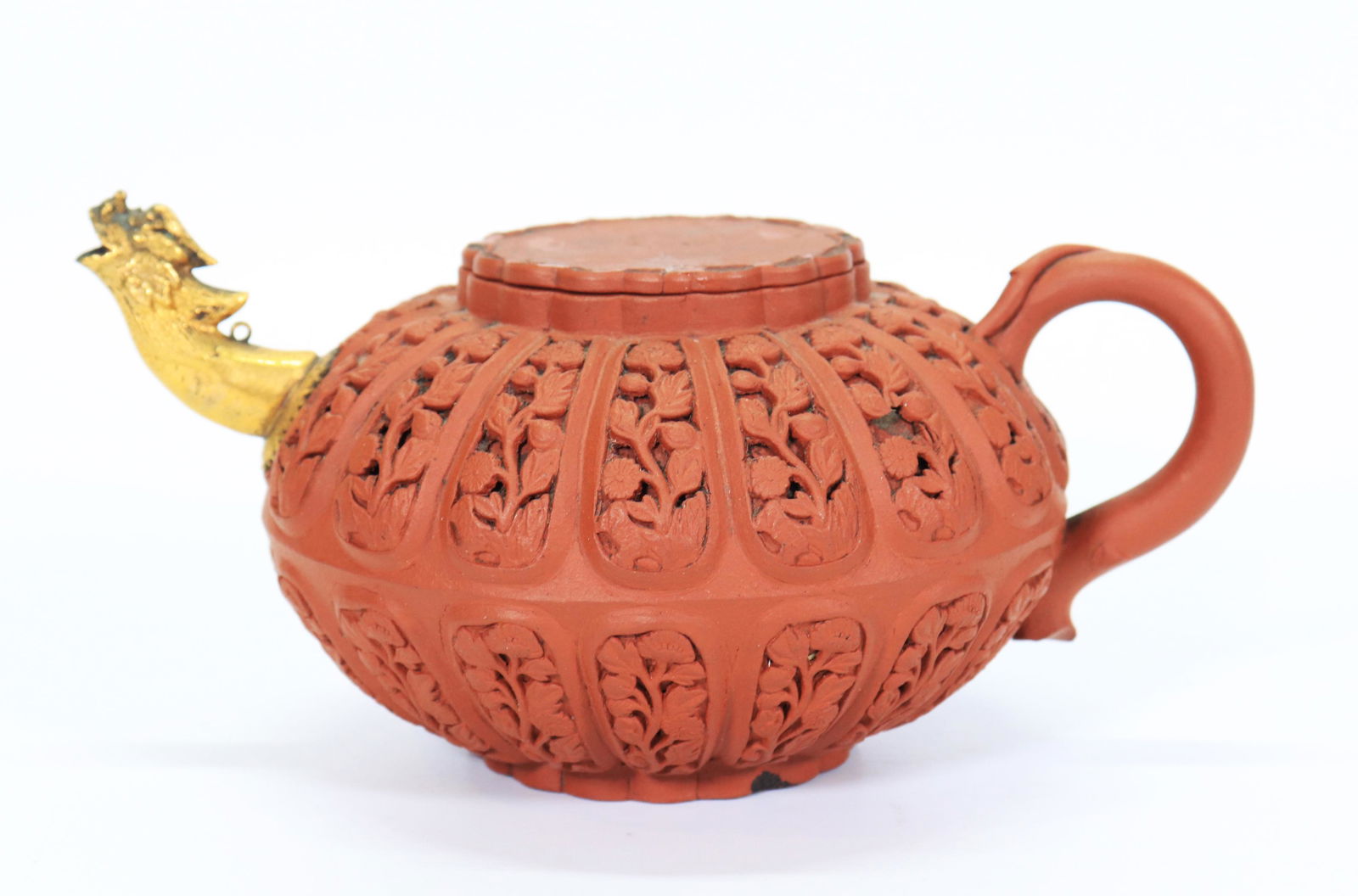 Chinese Kangxi Yixing Chrysanthemum Shaped Teapot (1 of 6)