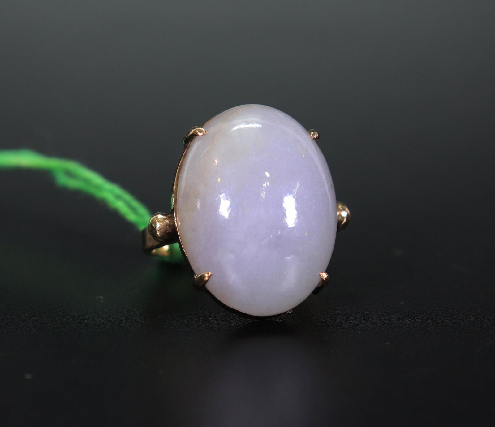 Chinese Pale Lavender Jadeite Cabochon 14K Ring (1 of 6)