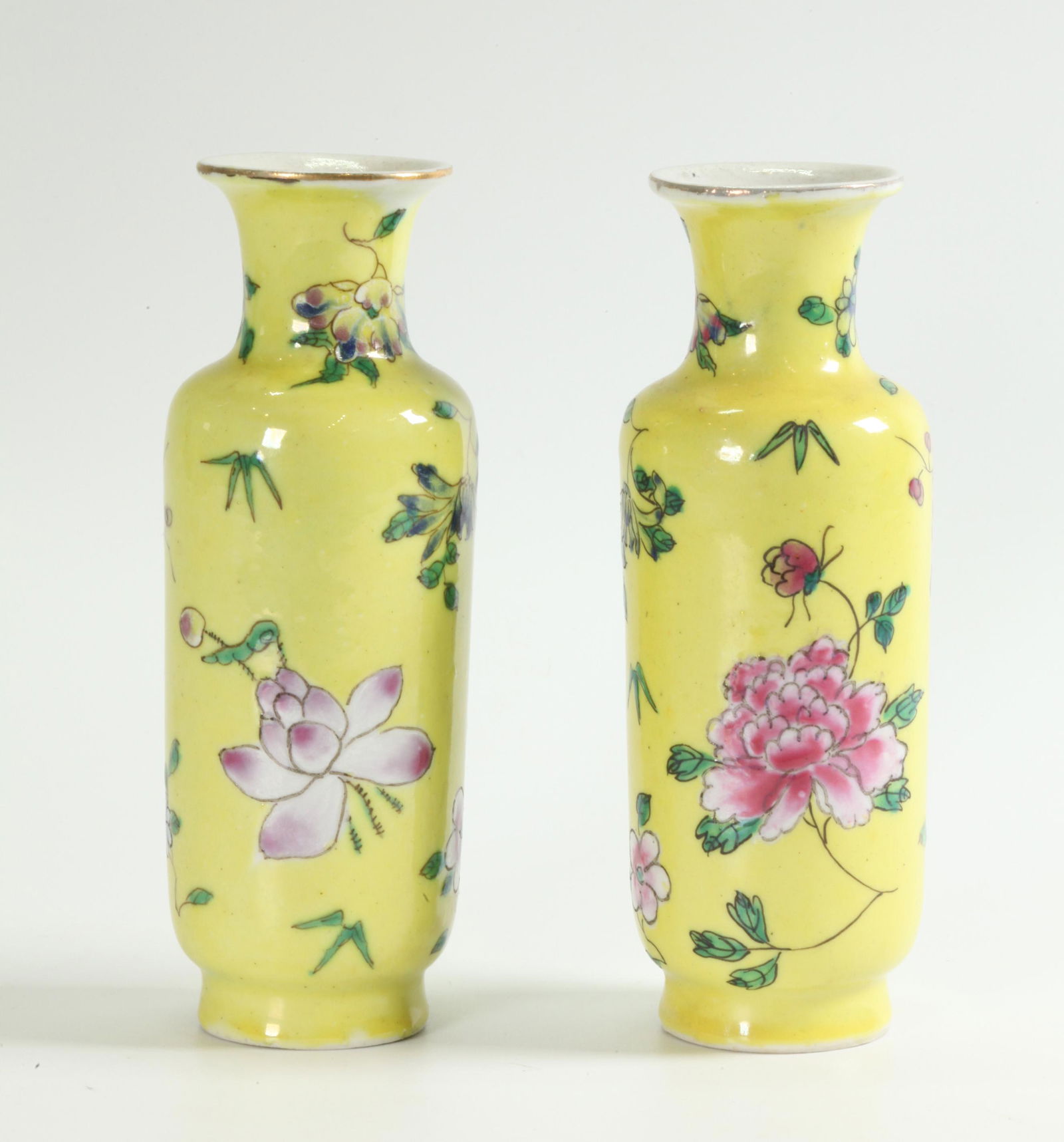 Pr Chinese Miniature Yellow Glazed Porcelain Vases (1 of 5)