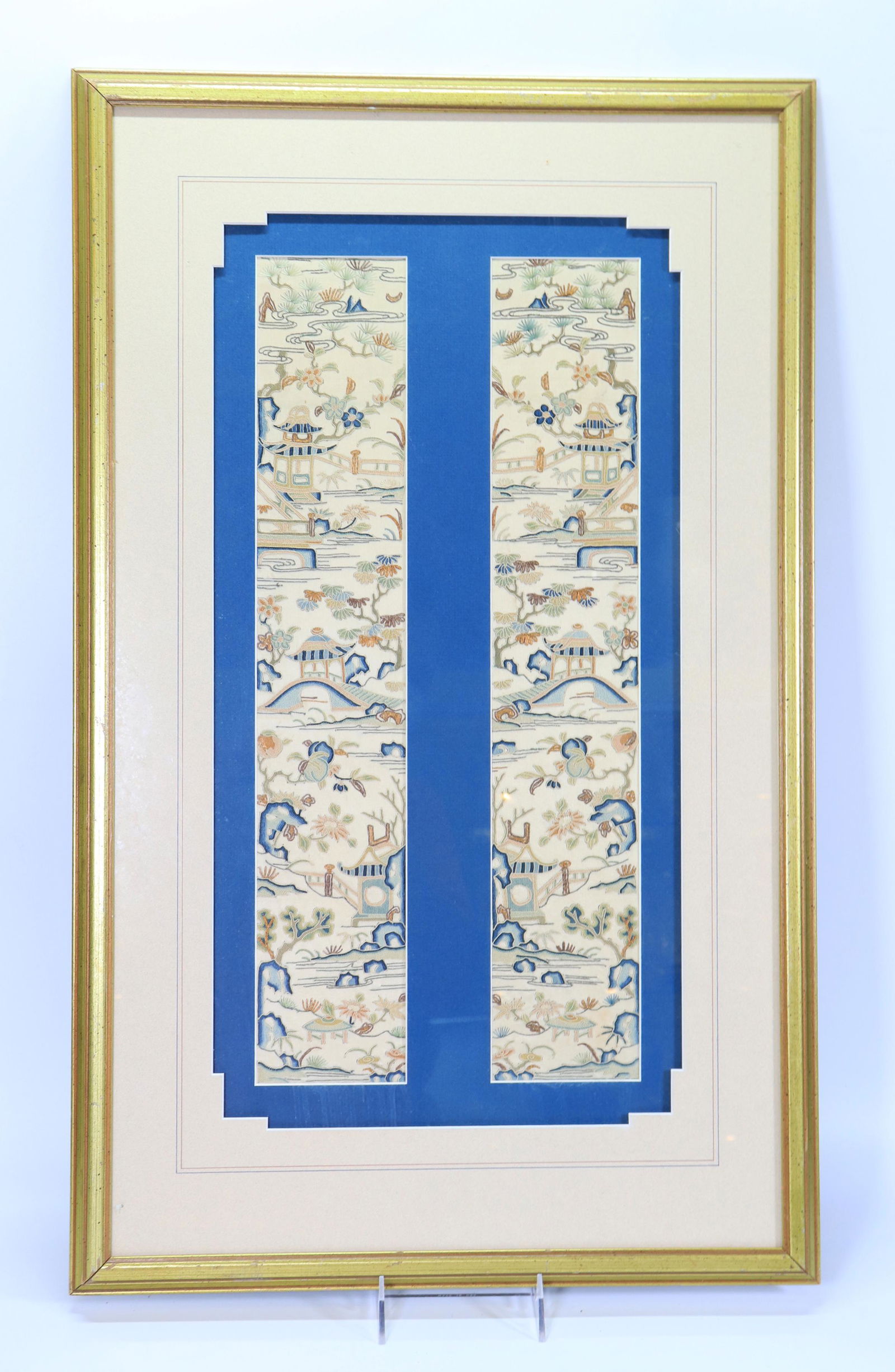 Pair Chinese Qing Dynasty Silk & Gold Sleeve Bands (1 of 4)