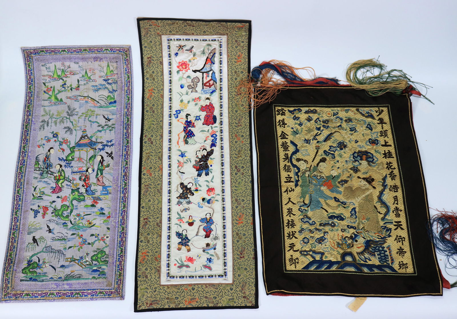Chinese Silk Embroidered Sleeve Ends, 1 Panel (1 of 6)