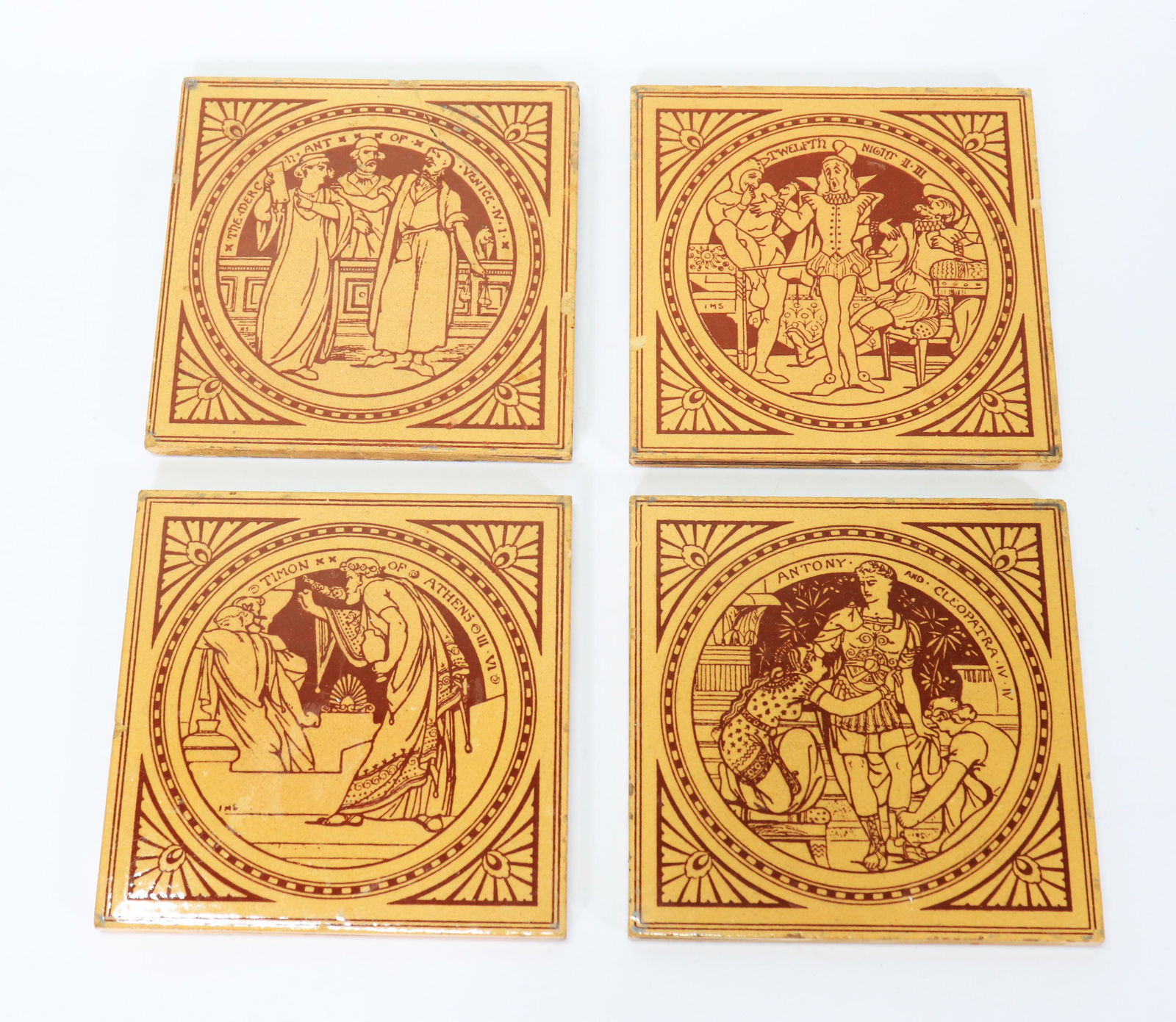 4 Original Minton 1873 Shakespeare Encaustic Tiles (1 of 6)