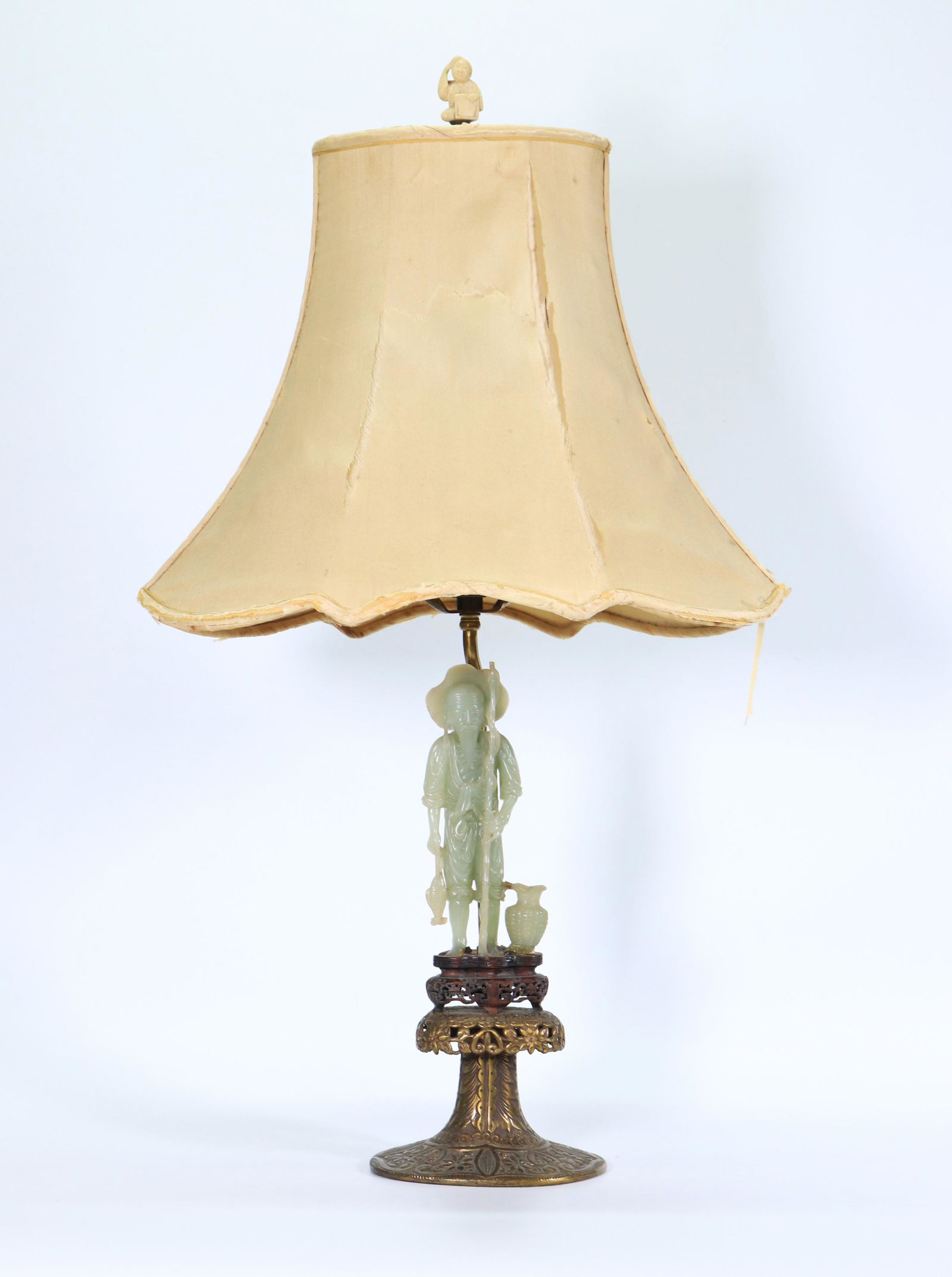 Chinese Qing Dynasty Pale Celadon Jade Fisherman (1 of 6)