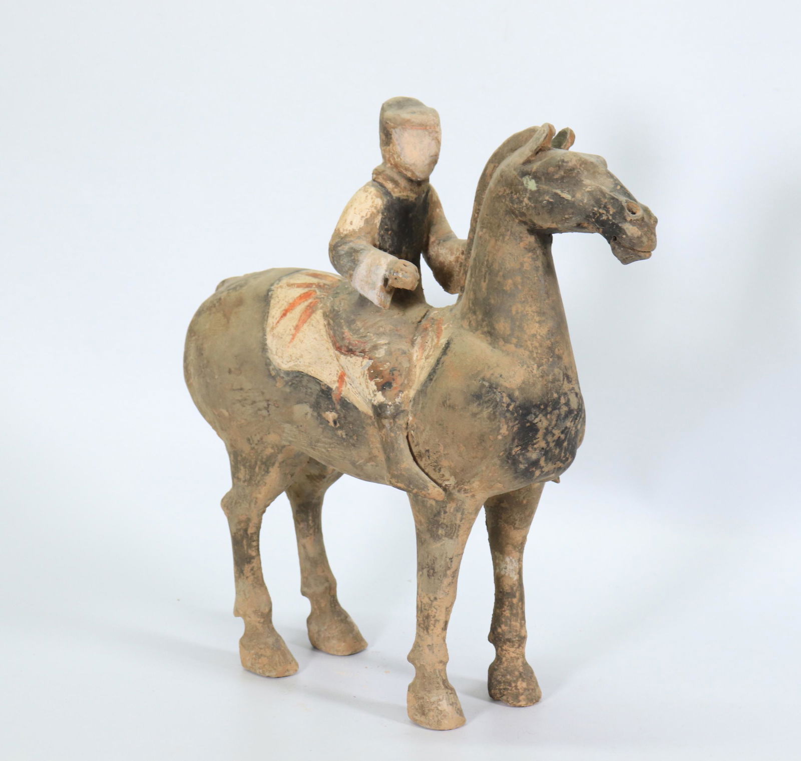 Chinese Gray Clay Horse and Rider (1 of 4)