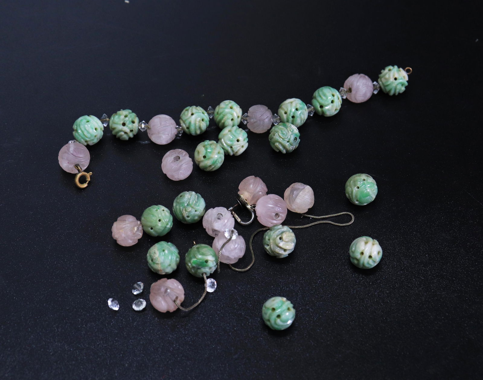 Group Chinese Carved Jadeite "Cloud" Beads (1 of 4)