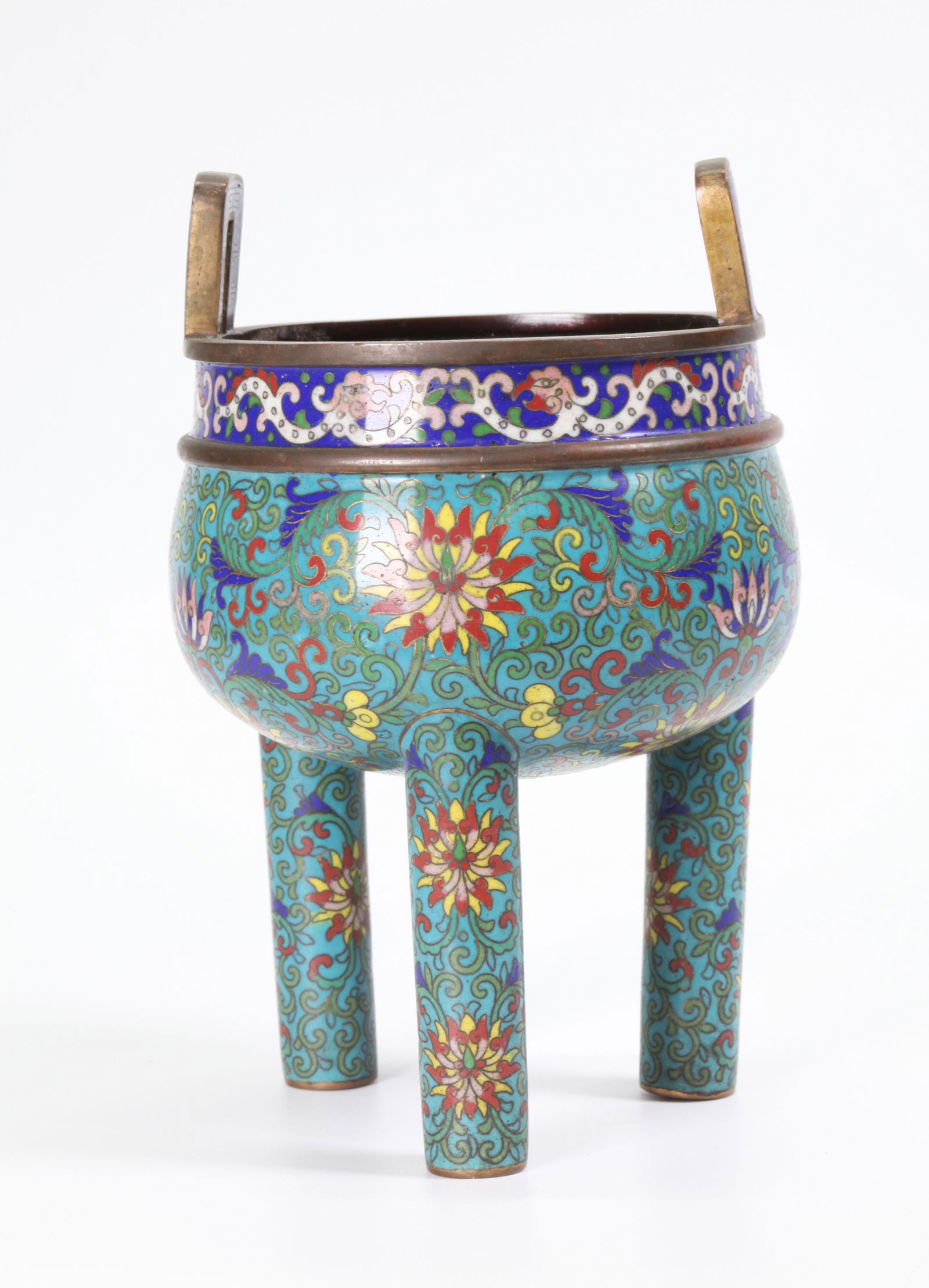 Fine Chinese 19th C Gilt Bronze & Cloisonne Censer (1 of 5)