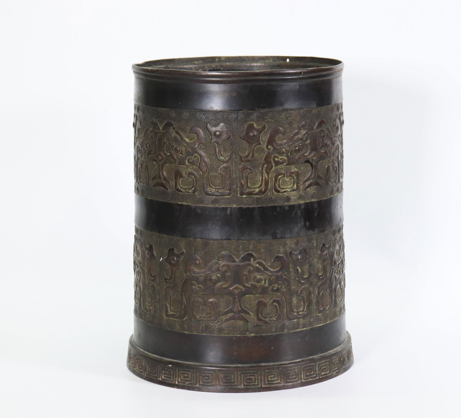 Chinese Archaistic Bronze Tubular Planter (1 of 5)
