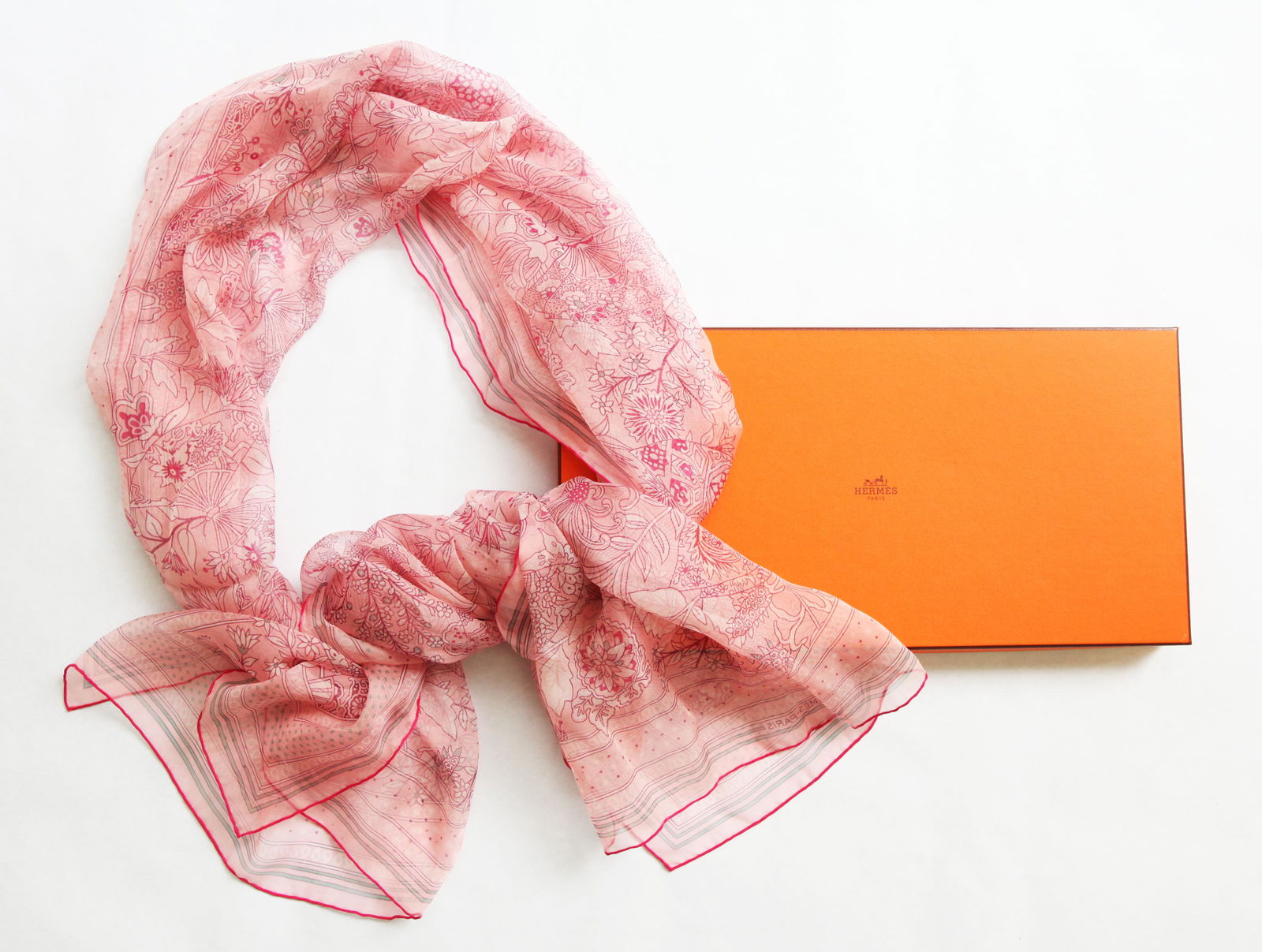 Authentic Hermes 100% Silk Printed Chiffon Scarf (1 of 6)