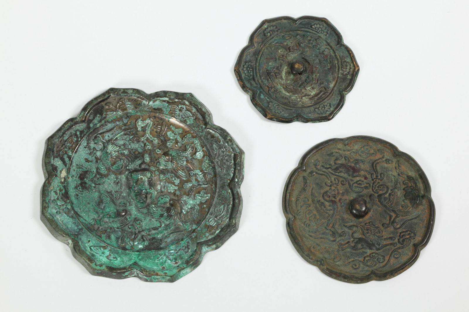 3 Chinese Bronze Mirrors; Tang to Yuan (1 of 6)