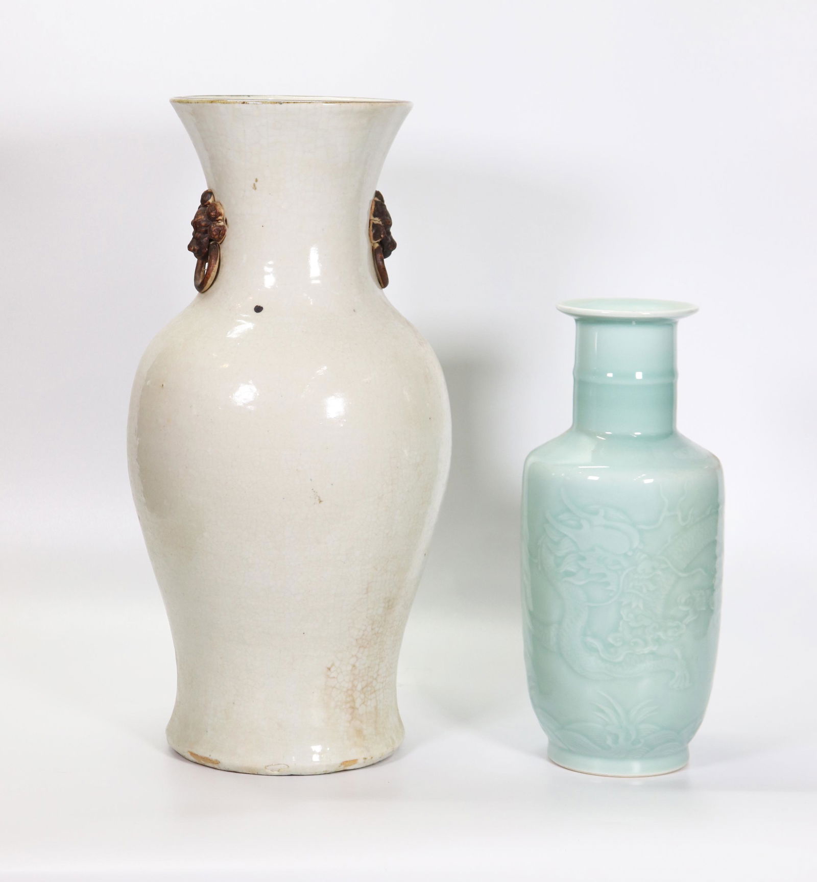 2 Chinese Porcelain Vases, Crackle & Celadon (1 of 5)