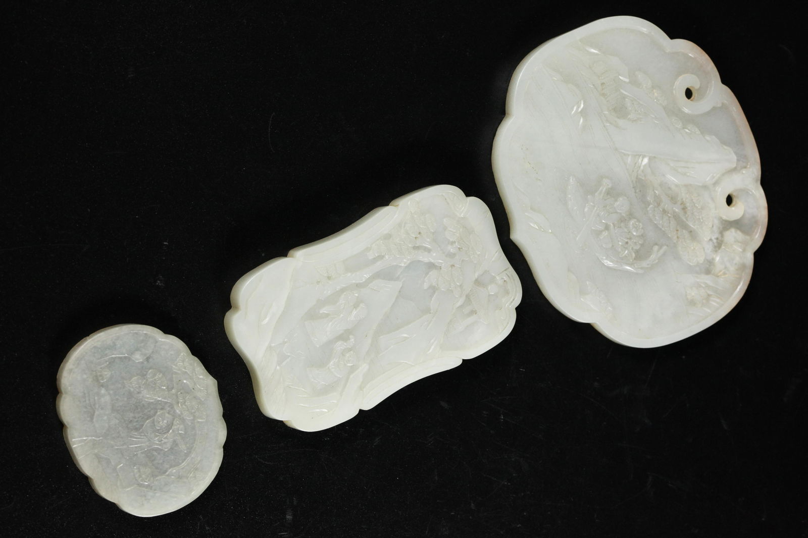 3 Chinese 18/19th Century White Jade Ruyi Plaques (1 of 6)