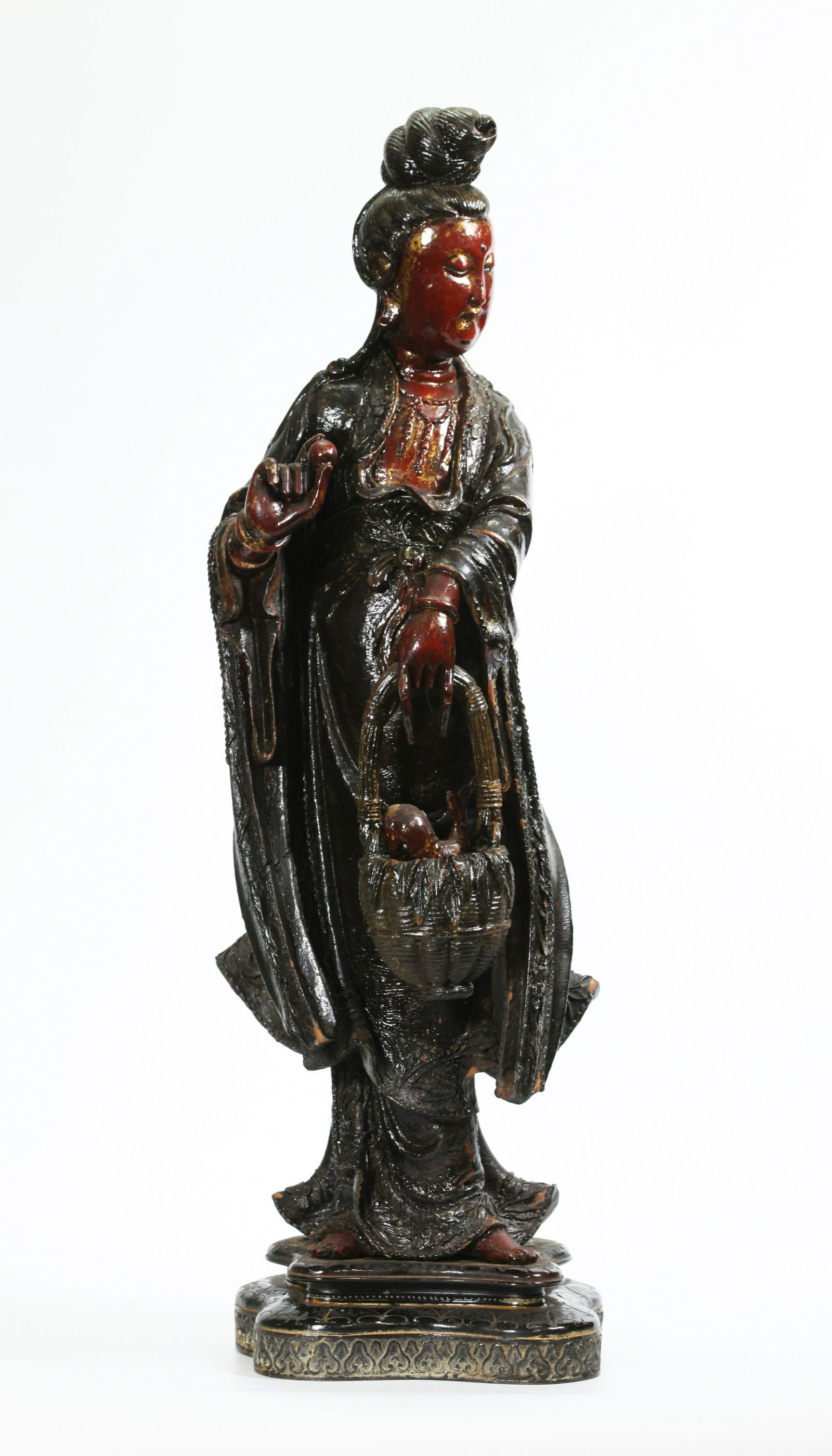 Large Chinese Qing Black Lacquer Guanyin (1 of 6)