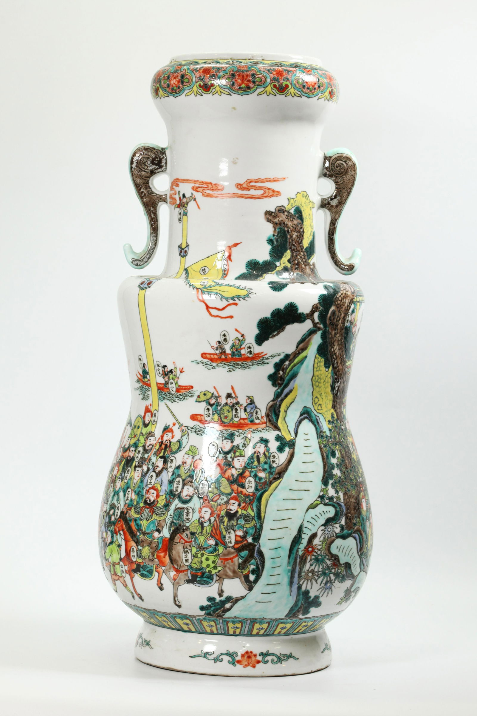 Lg Chinese Porcelain Urn Military Hero Decoration (1 of 5)