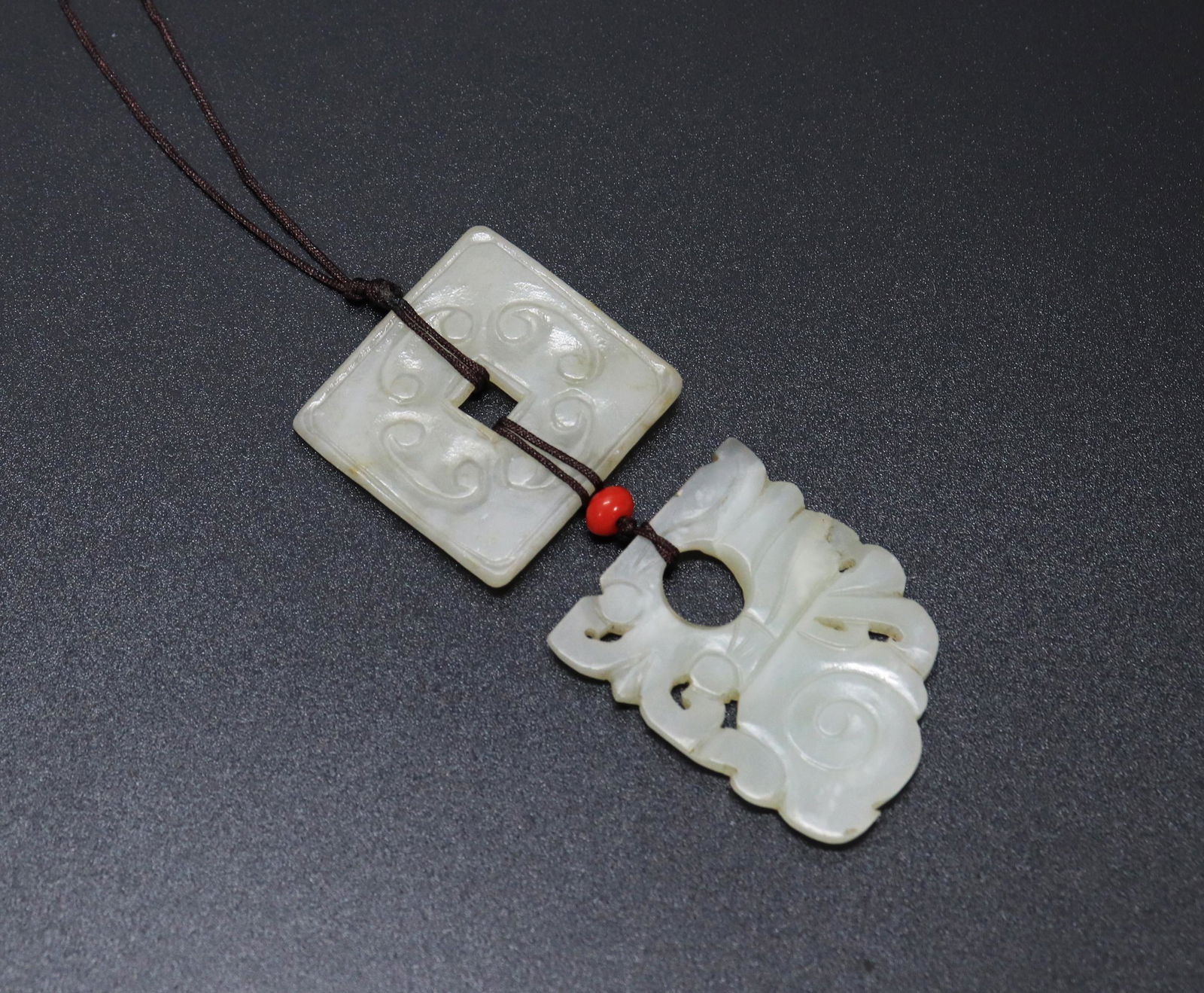 2 Chinese White Jades, Square and Part Butterfly (1 of 3)