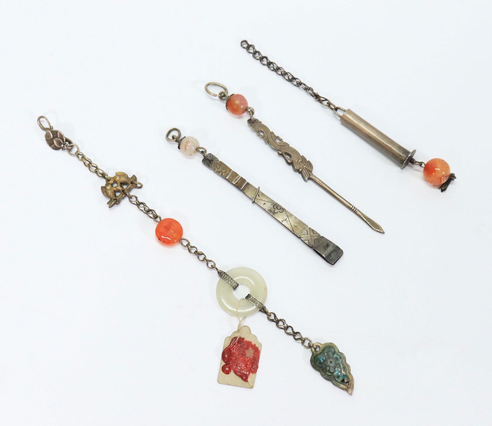 4 Chinese Qing Dynasty Silver Pendants or Tools (1 of 4)