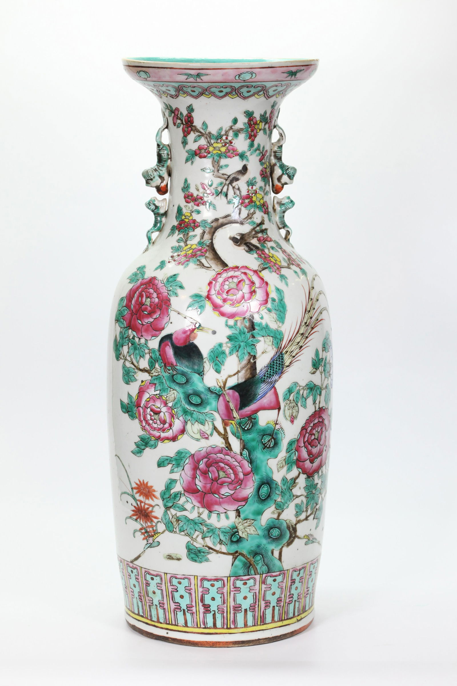 Chinese 19th C Famille Rose Porcelain 24 inch Vase (1 of 5)