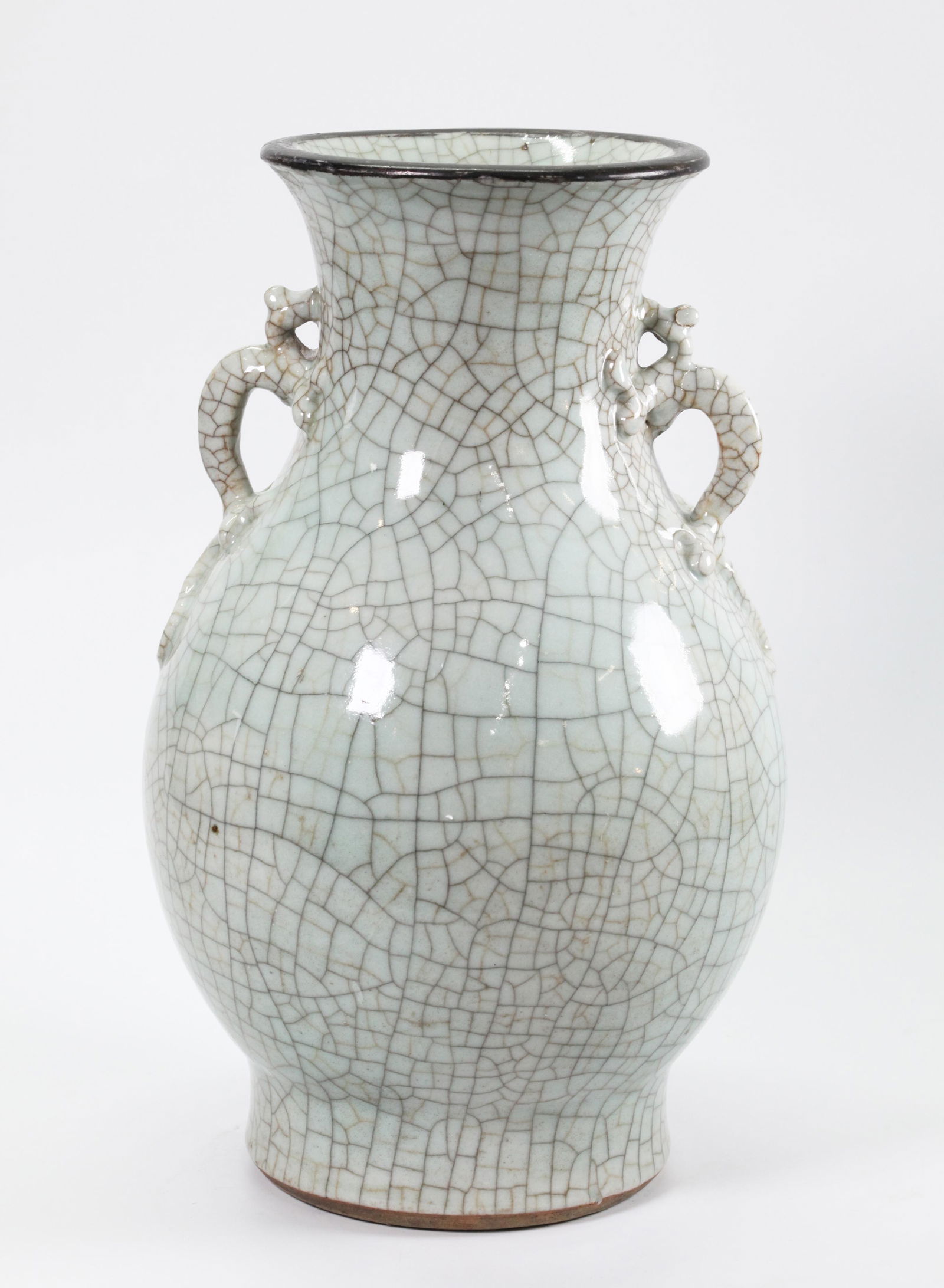 Chinese 19th C Guanyao Crackle Porcelain Lg Vase (1 of 5)