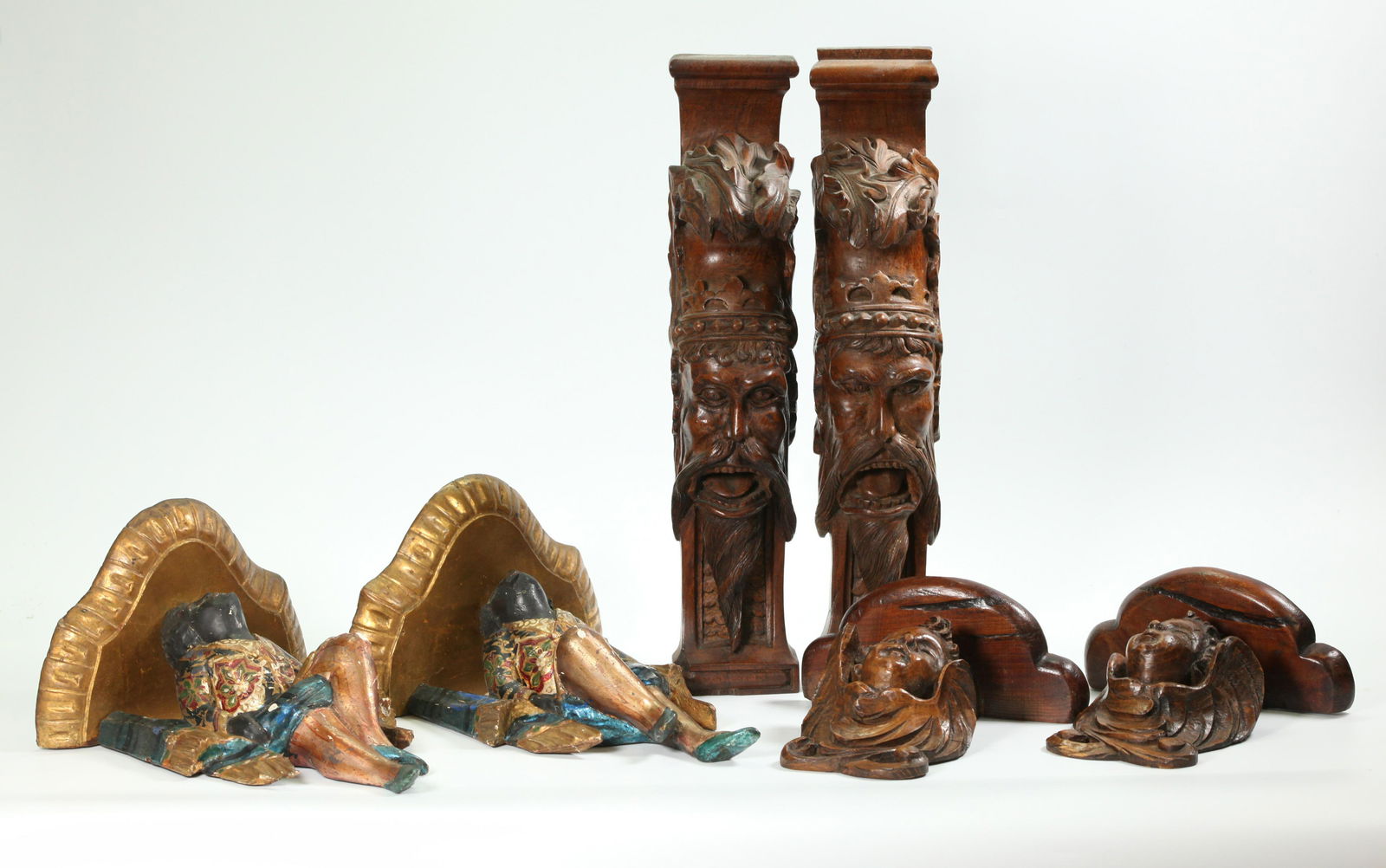 2 Pairs of European Wood Brackets; 2 Pilasters (1 of 7)