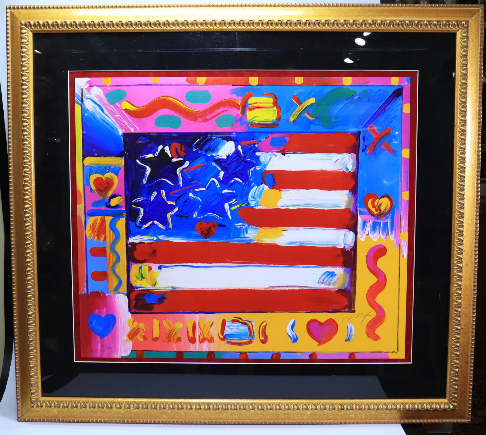 Peter Max Lithographic, Flag With Heart (1 of 4)