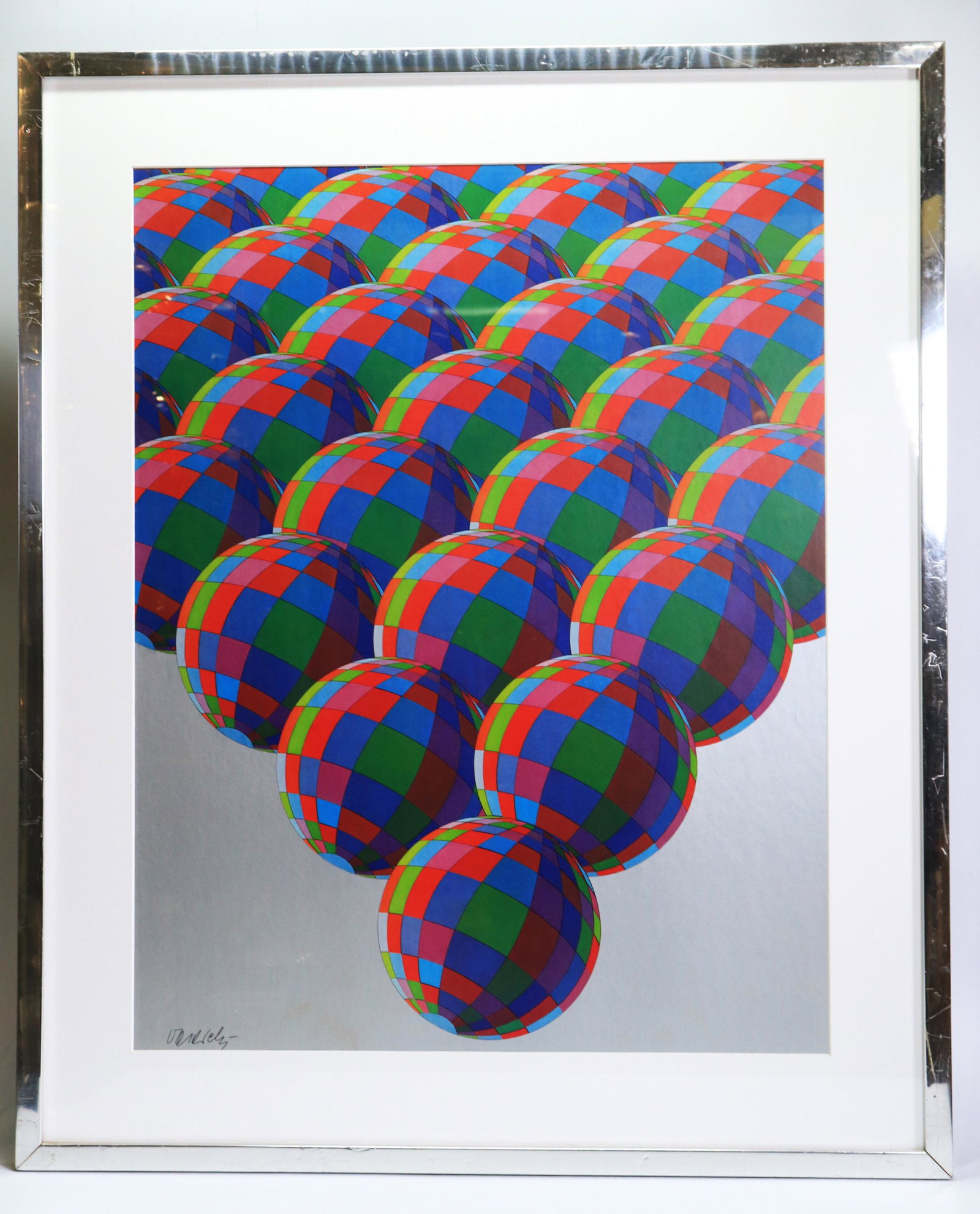 Victor Vasarely (French/Hungarian, 1906-1997): Victor Vasarely (French/Hungarian, 1906-1997). signed. Height of art 29 inches ( 73.5 cm.) X width of art 22 3/4 inches ( 5 cm.). PROVENANCE: From a estate Patchogue NY collection.